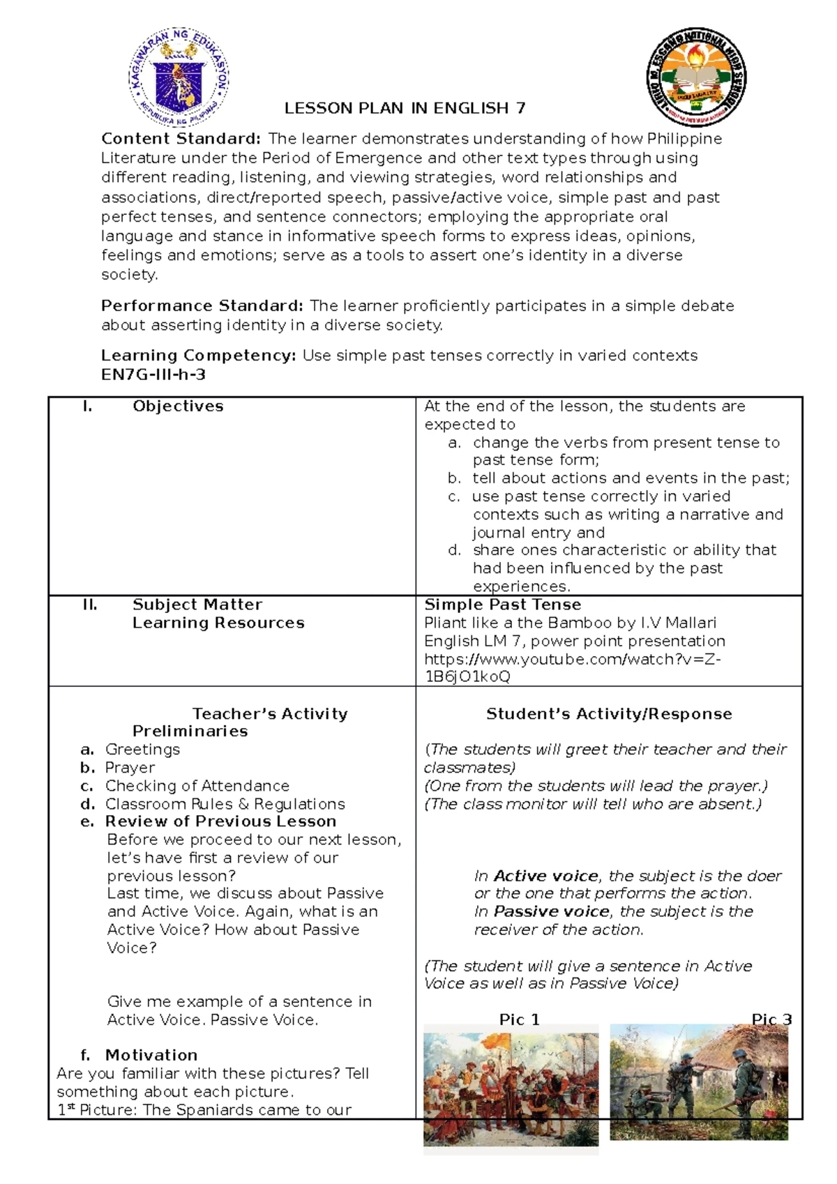 English Lesson Plan: Exploring Prosodic Features in Grade 7 - Studocu