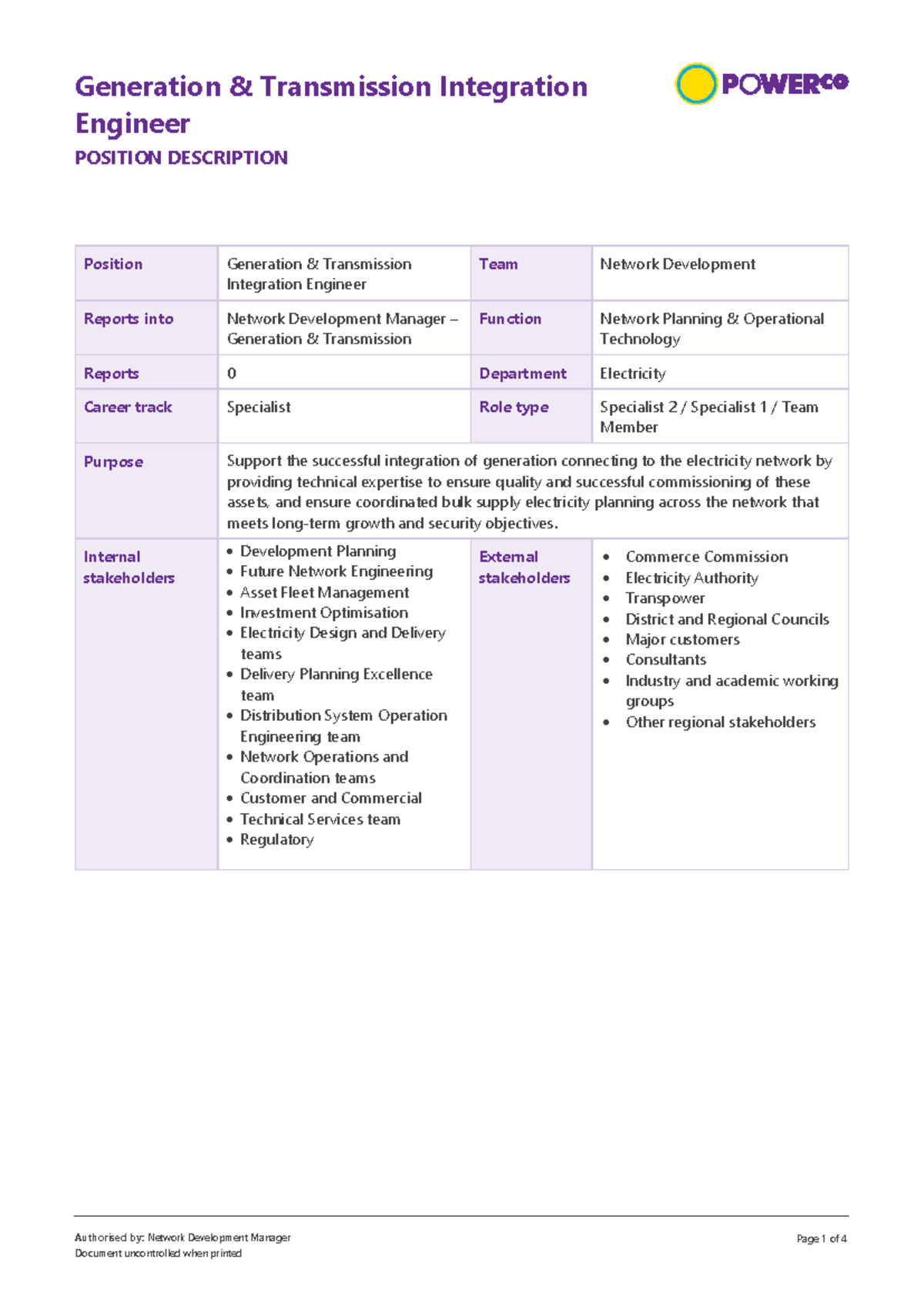 PD - Generation Transmission Integration Engineer Position Description ...