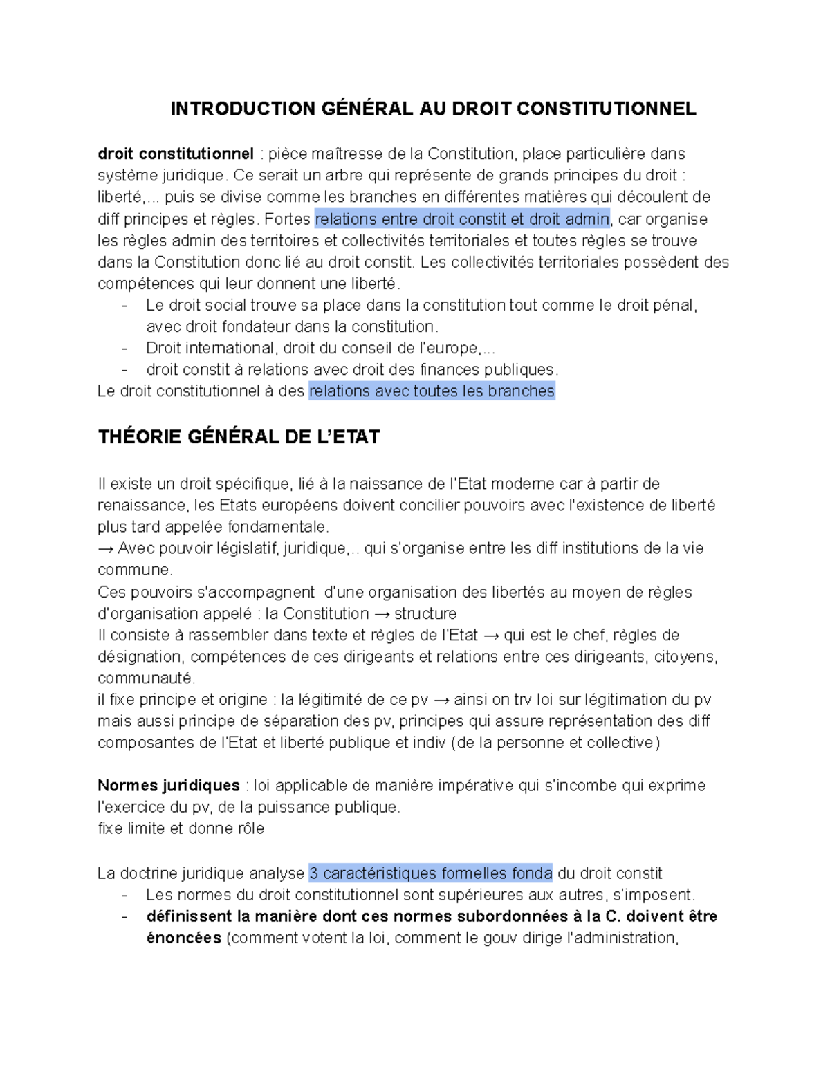 Constit 1 - lol - INTRODUCTION GÉNÉRAL AU DROIT CONSTITUTIONNEL droit ...