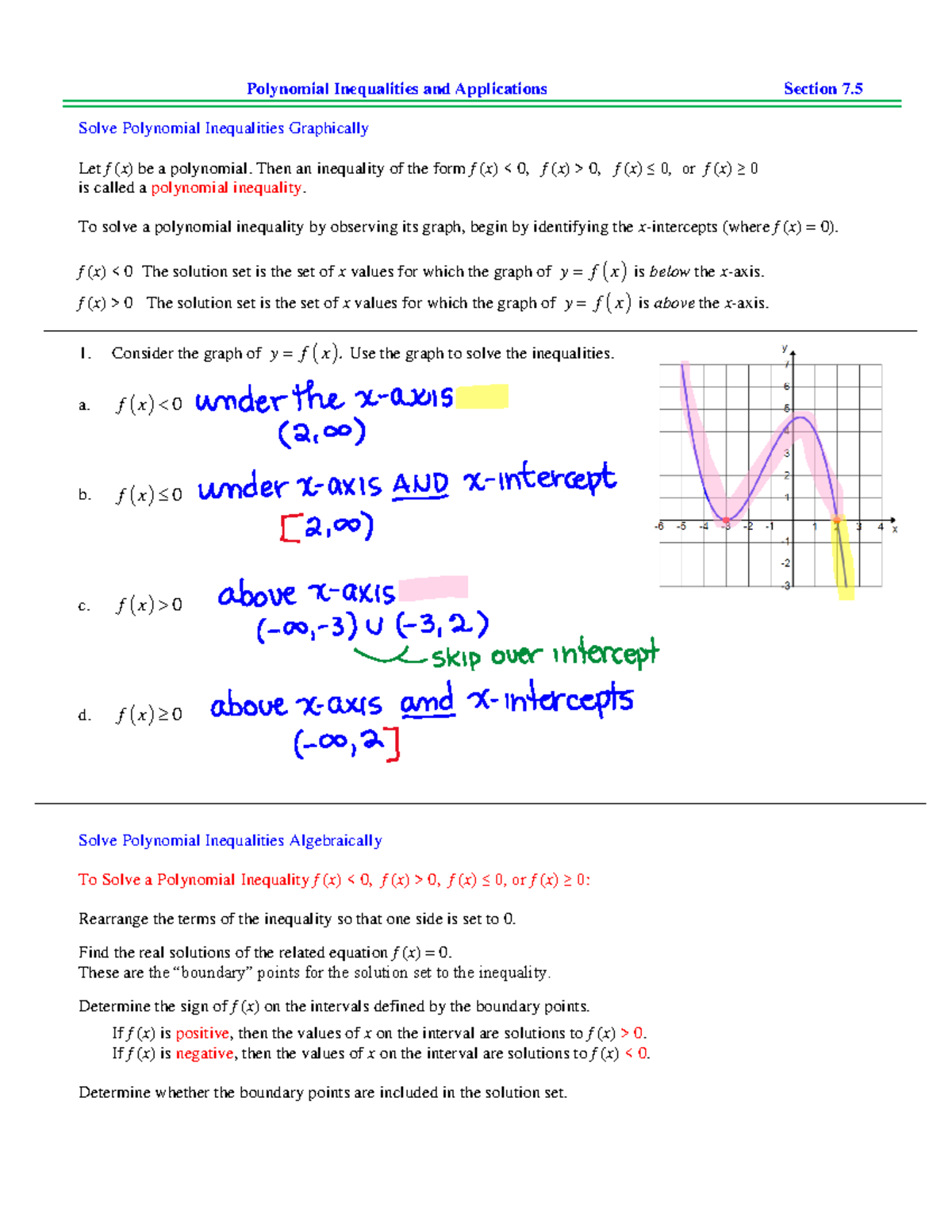 Polynomial Inequalities and Applications - Section 7 Notes - Studocu