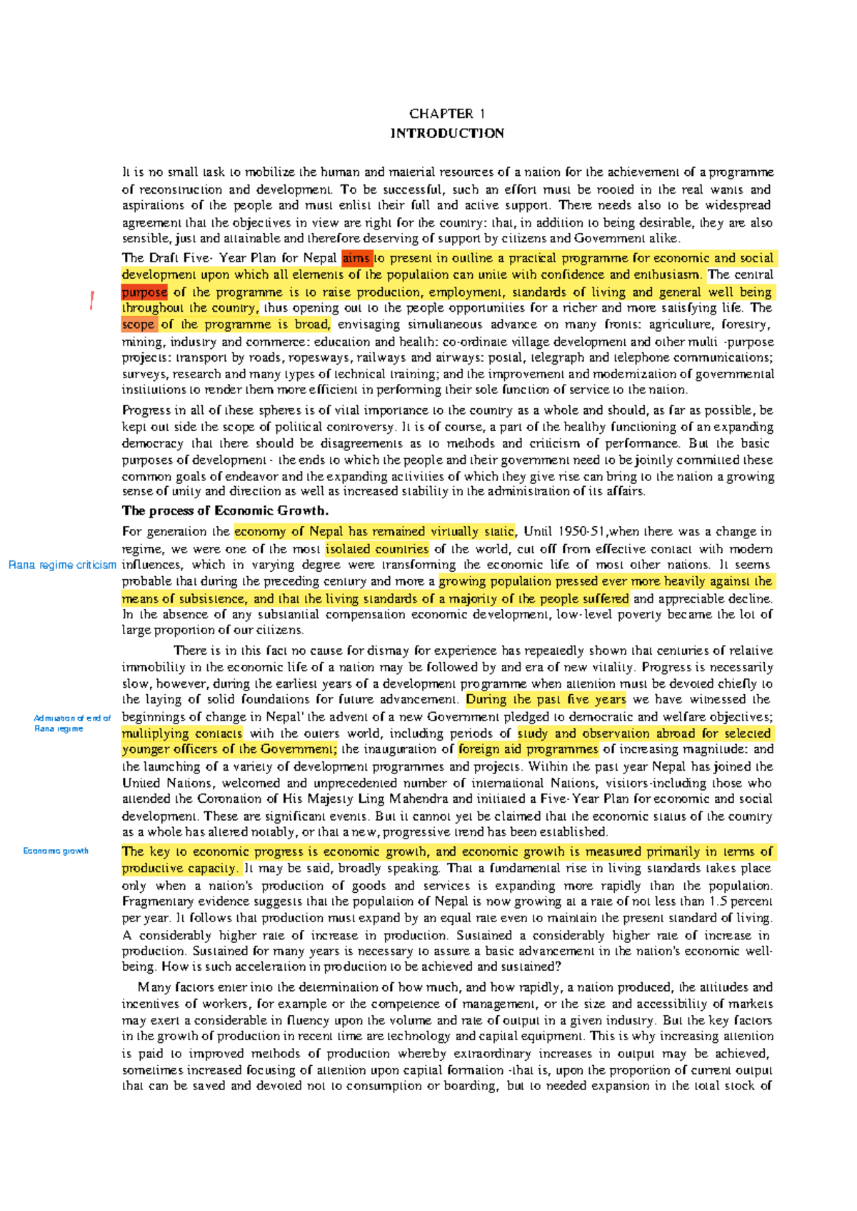 First plan for economic and social development of Nepal - Studocu