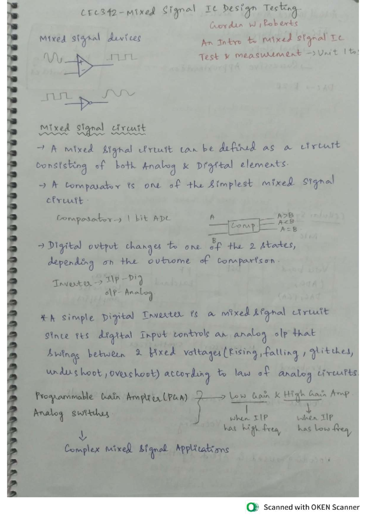 CEC342 Mixed Signal IC Design Testing: Comprehensive Class Notes - Studocu