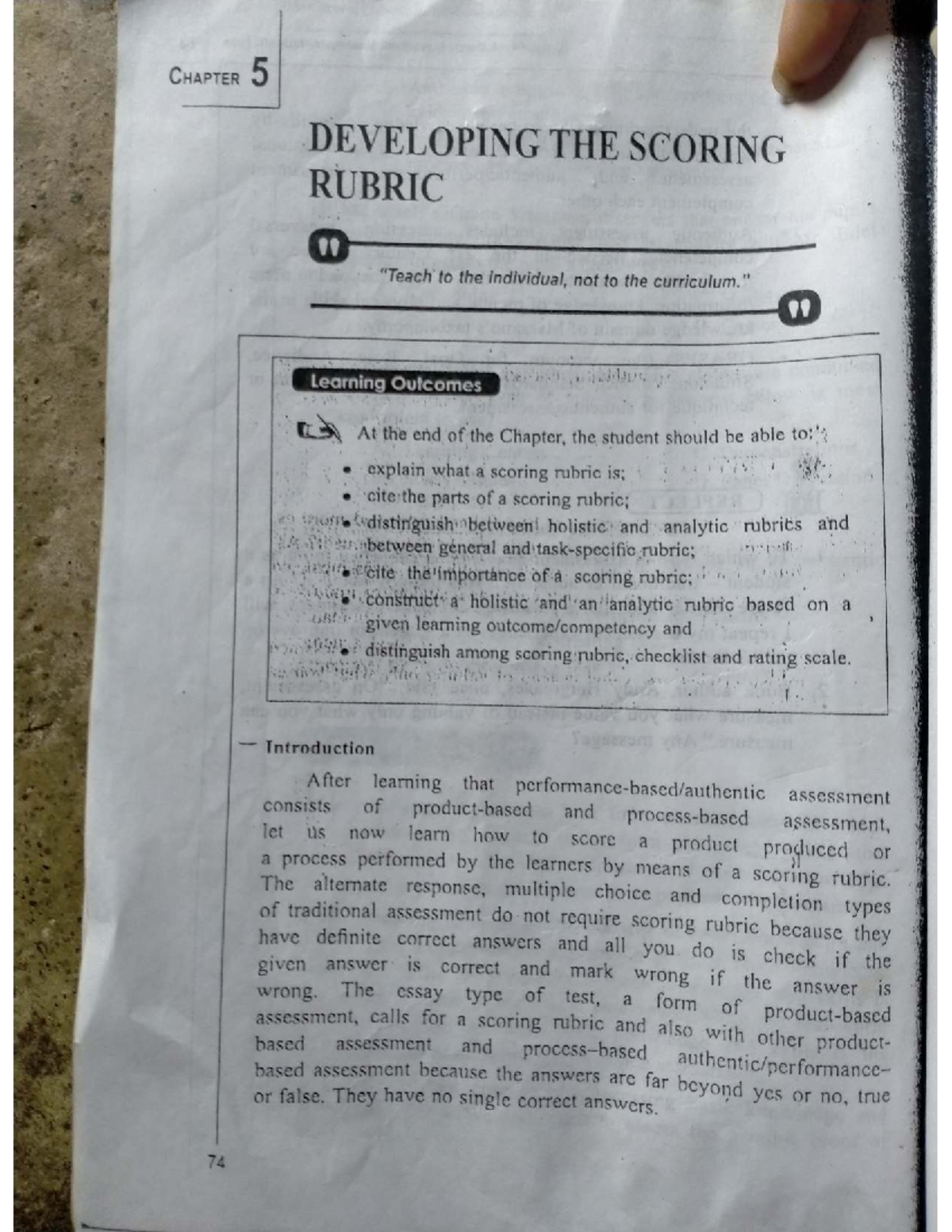CHAPTER 5: DEVELOPING SCORING RUBRICS FOR EFFECTIVE ASSESSMENT - Studocu