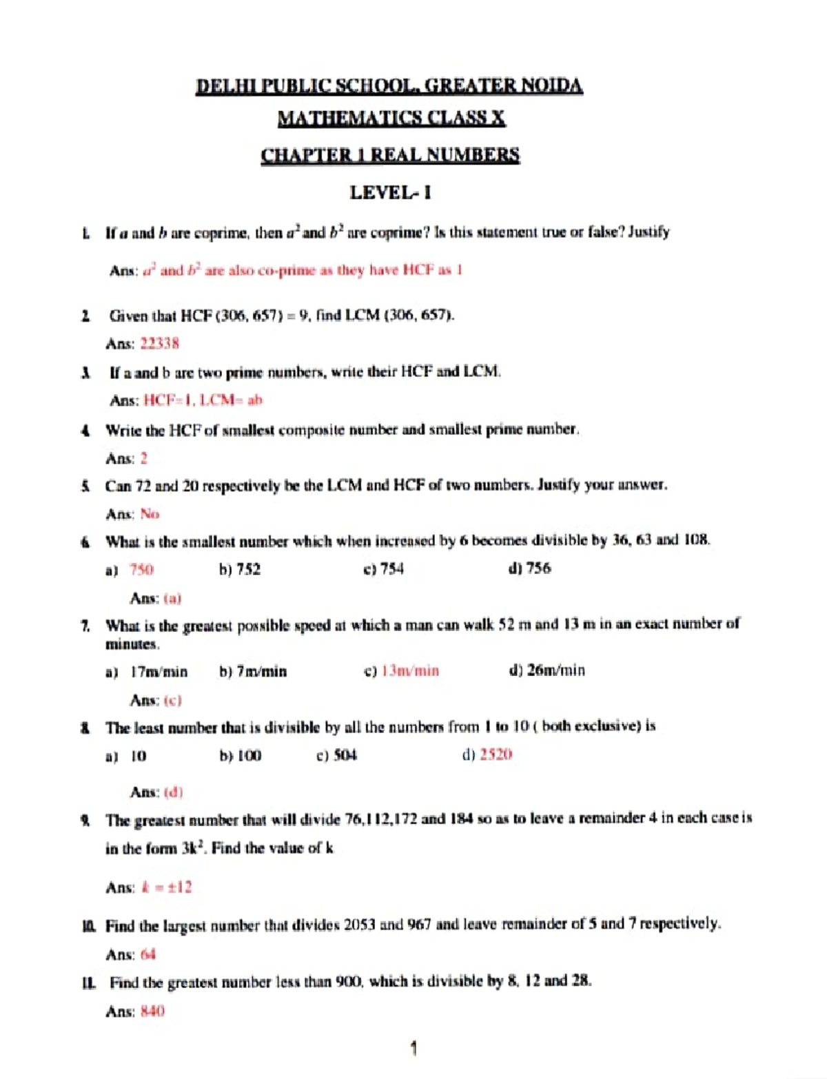 Ch1-Real Numbers - Mathematics Class X - Key Concepts & Solutions - Studocu
