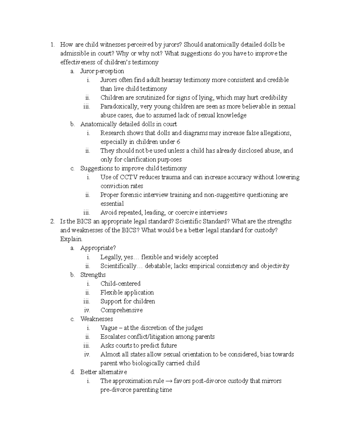 PS 354 Exam 3: Child Witnesses, Jury Decision-Making & Imprisonment ...