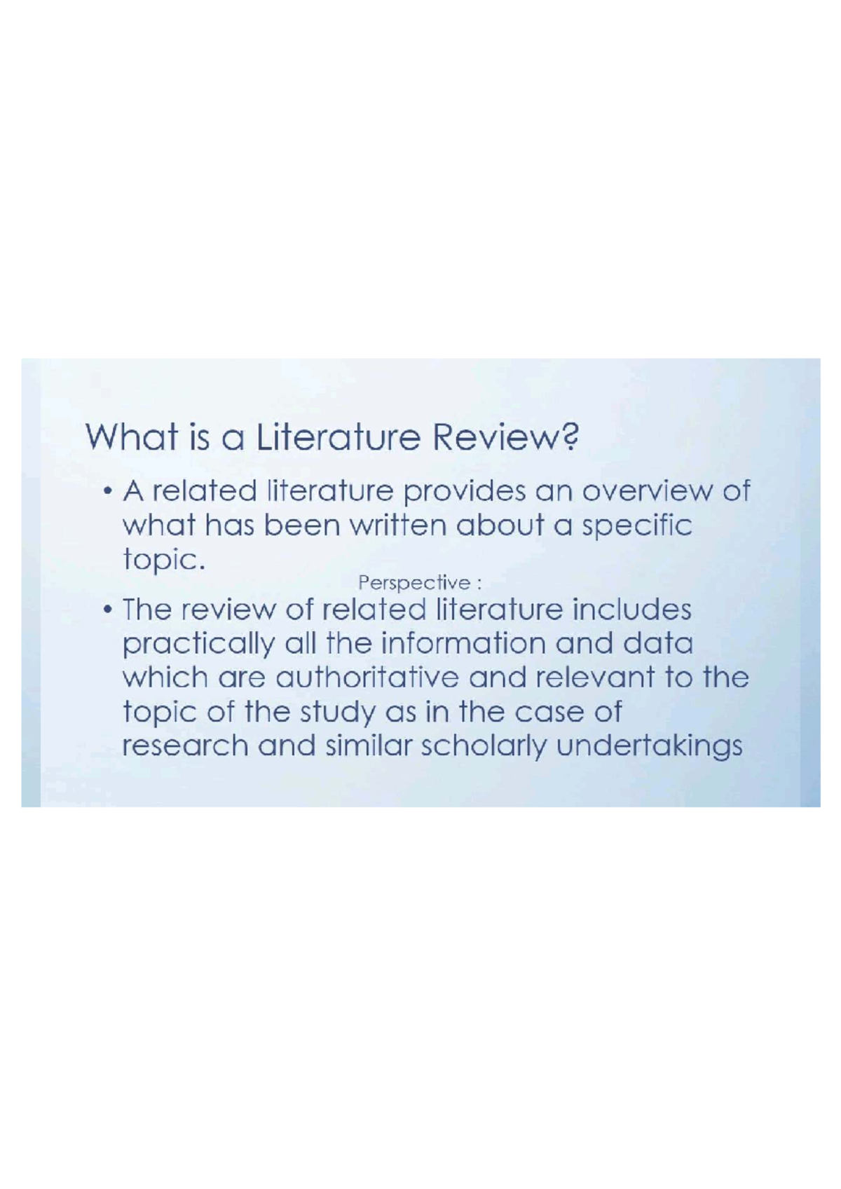 Understanding Literature Reviews: Key Concepts and Sources - Studocu