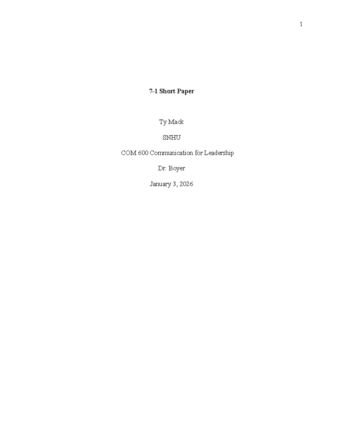 COM 600 Short Paper: Ethical Leadership and Organizational Success ...