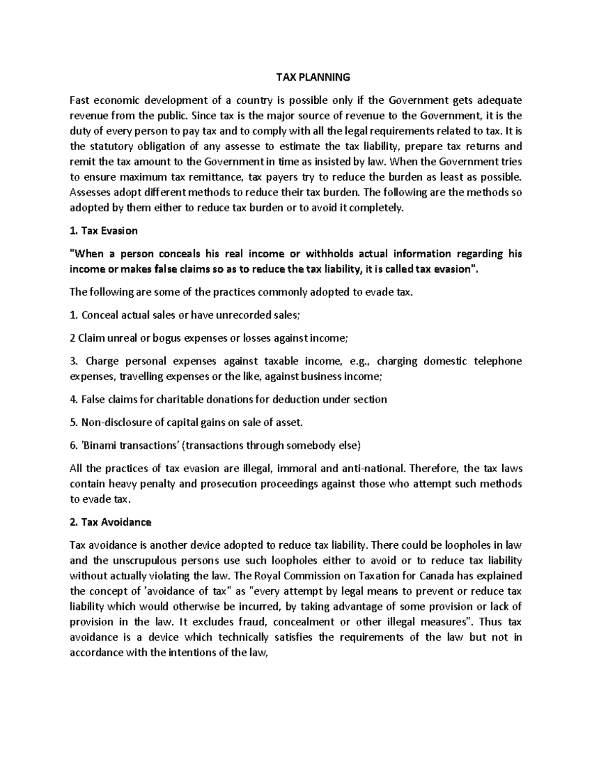 Corporate Tax Planning: Strategies, Limitations, and Implications - Document Preview