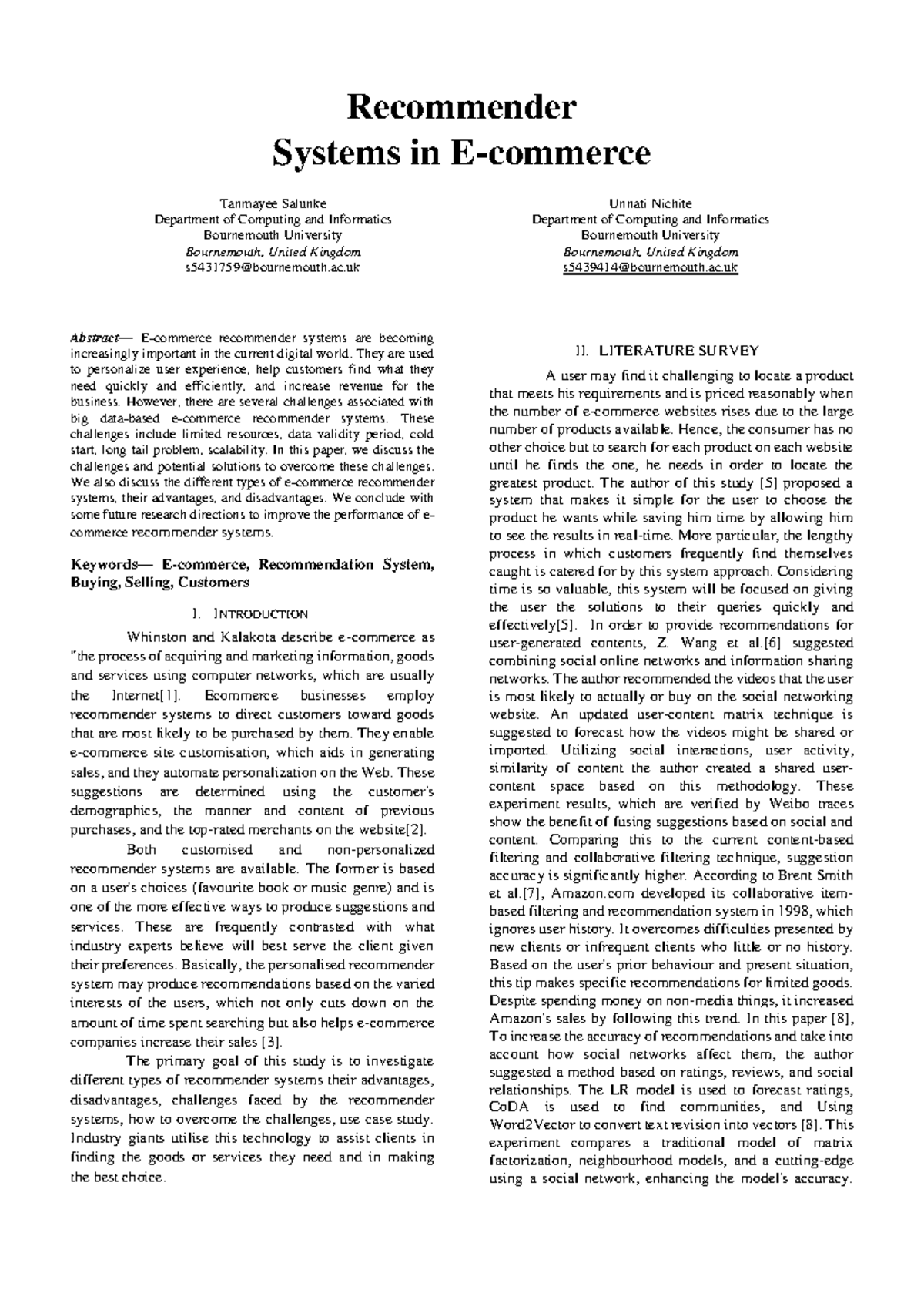 Recommender Systems: Challenges & Solutions in E-Commerce (COMP123 ...