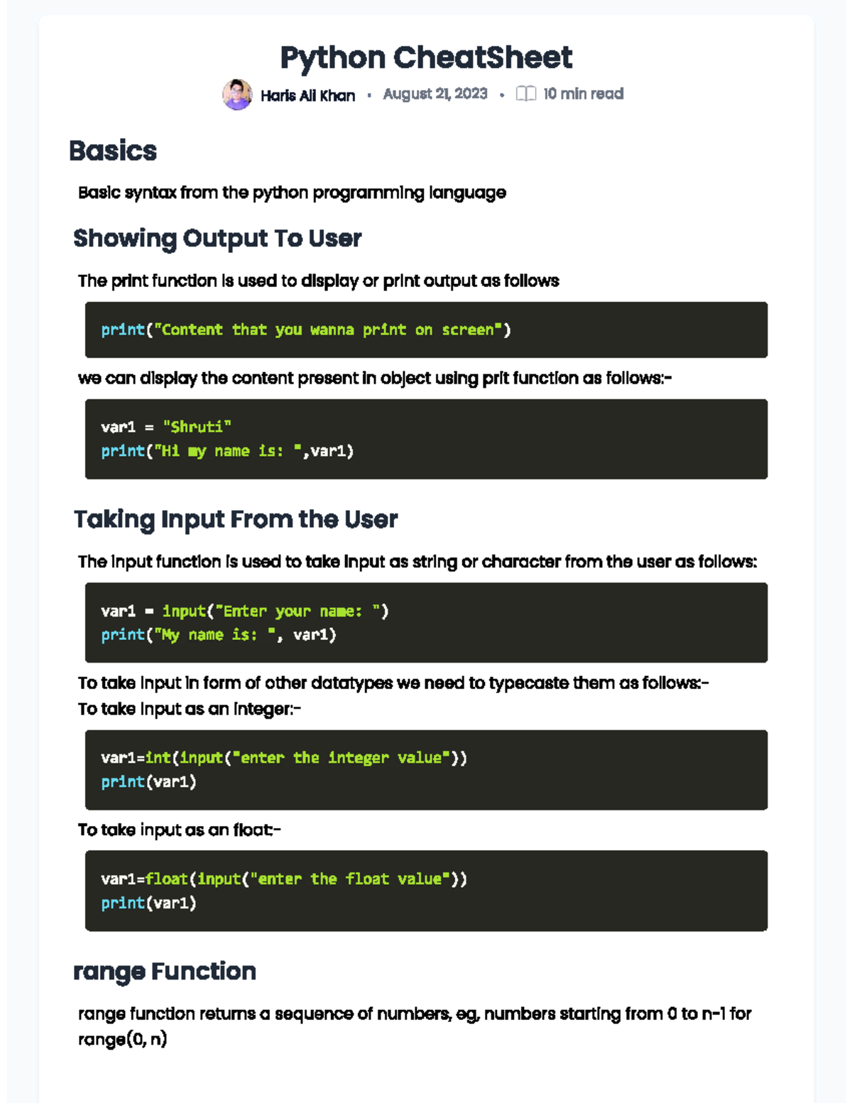 Python Cheat Sheet: Essential Syntax & Functions for Beginners - Studocu