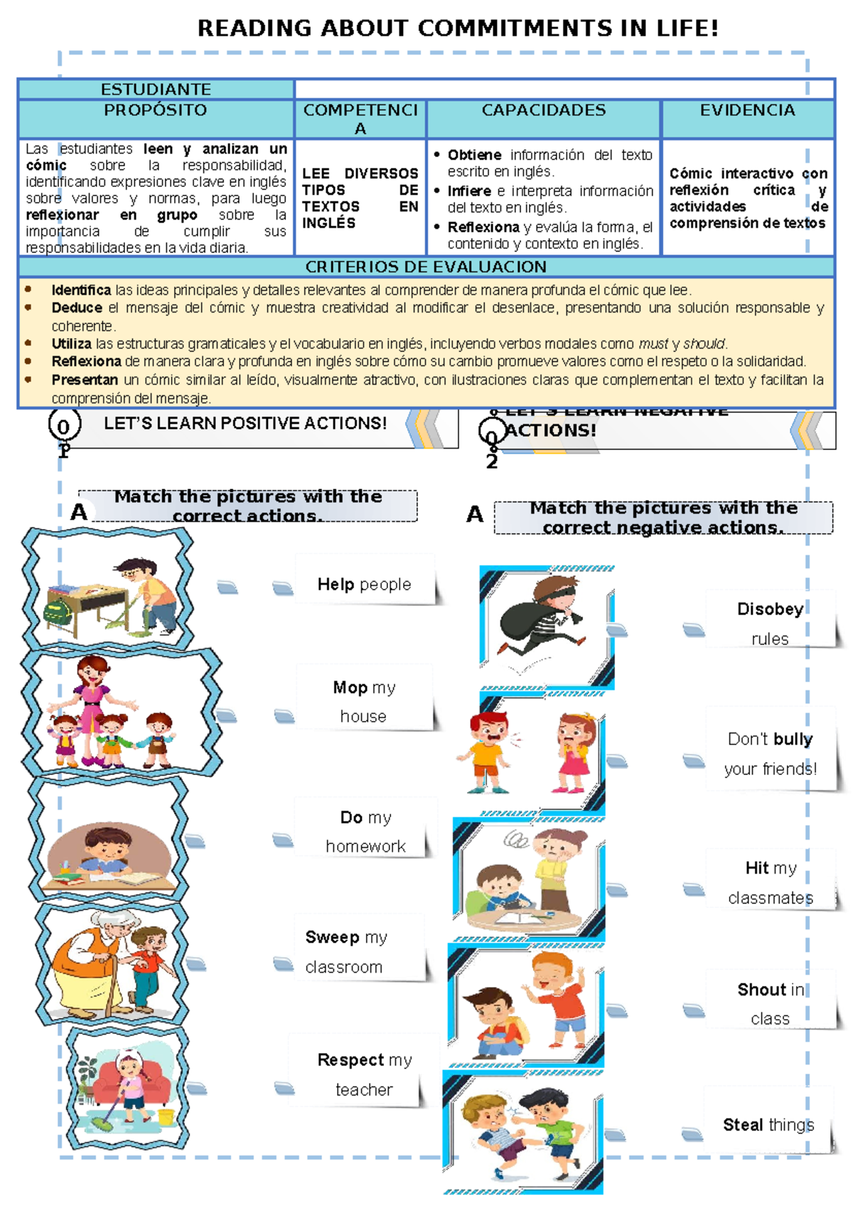 2°- - Ficha 1- - Reading About Commitments in Life Unit 3 - Studocu
