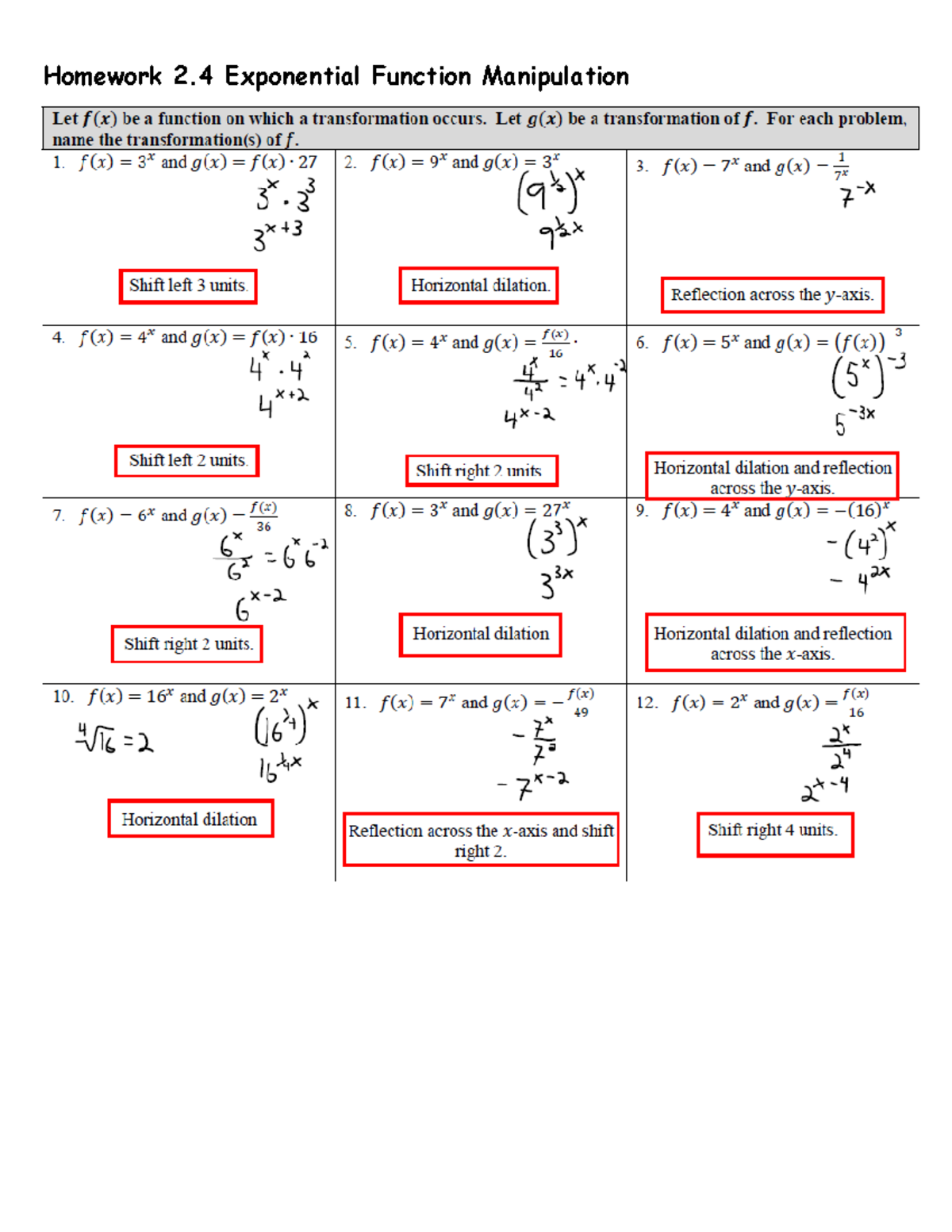 A-Homework 2 - 2.4 exponential functions - Homework 2 Exponential ...