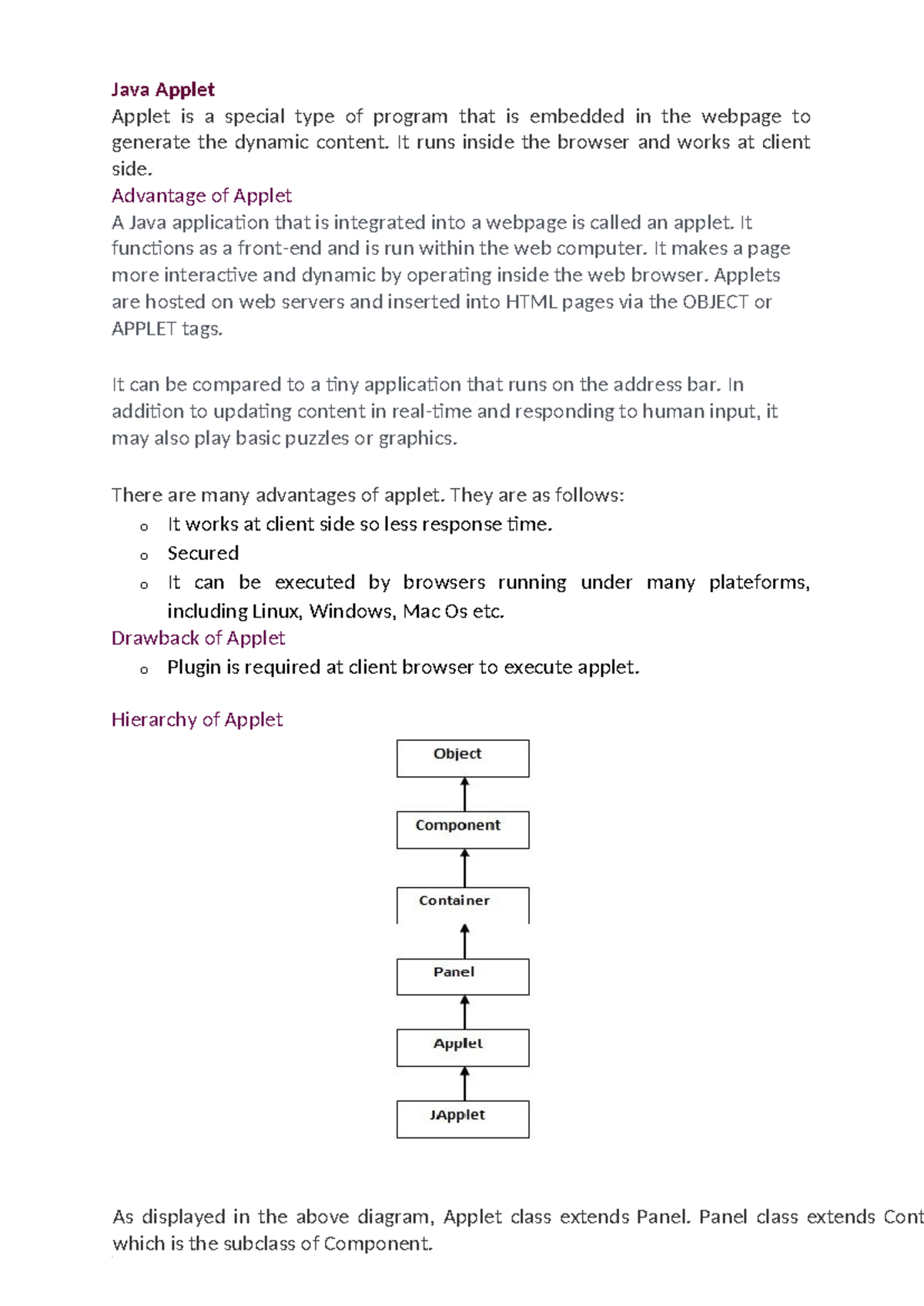 Java module-5 - good - Java Applet Applet is a special type of program ...