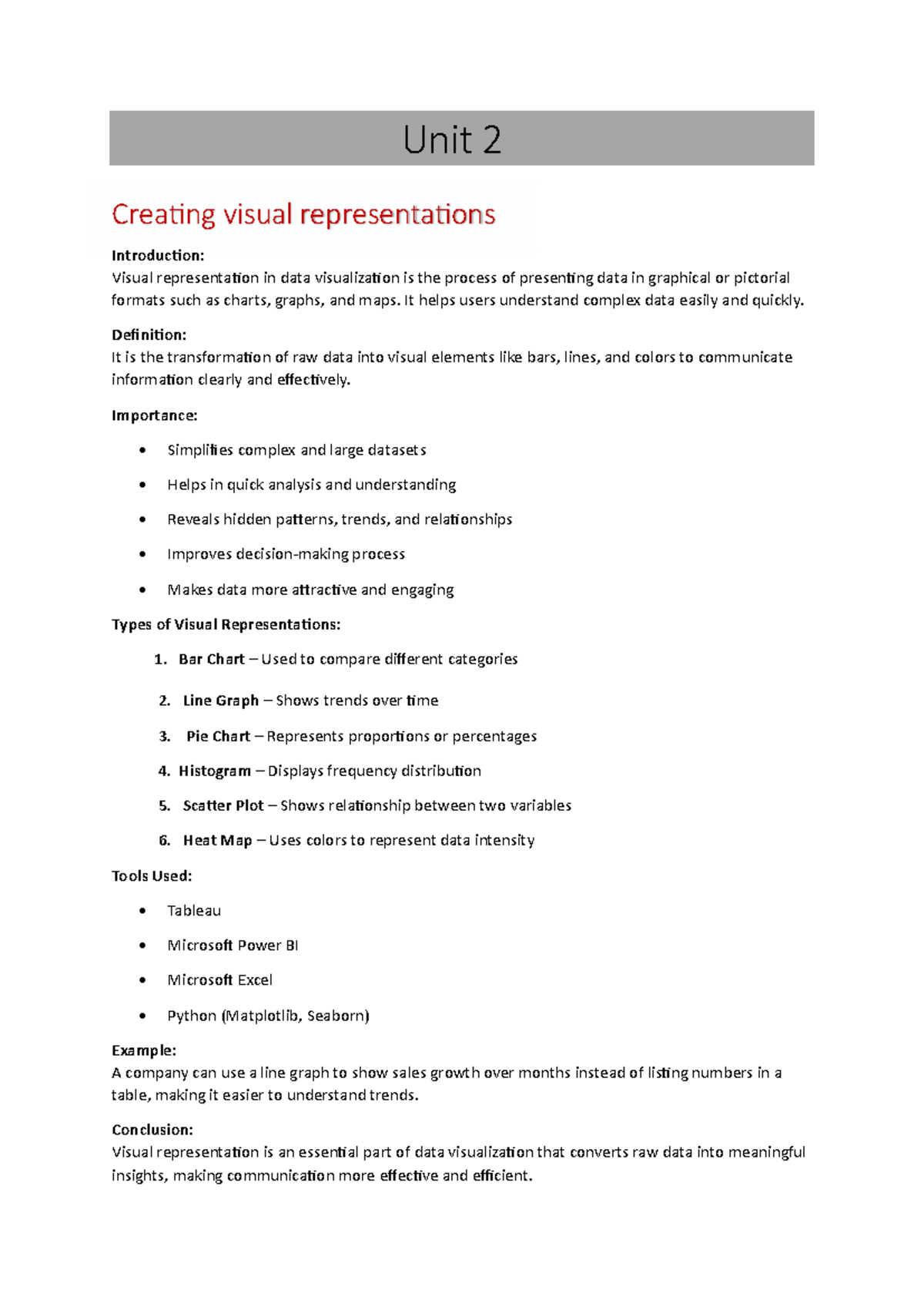 Unit 2 Data Visualization Techniques - R23 JNTUK REGULATION - Studocu