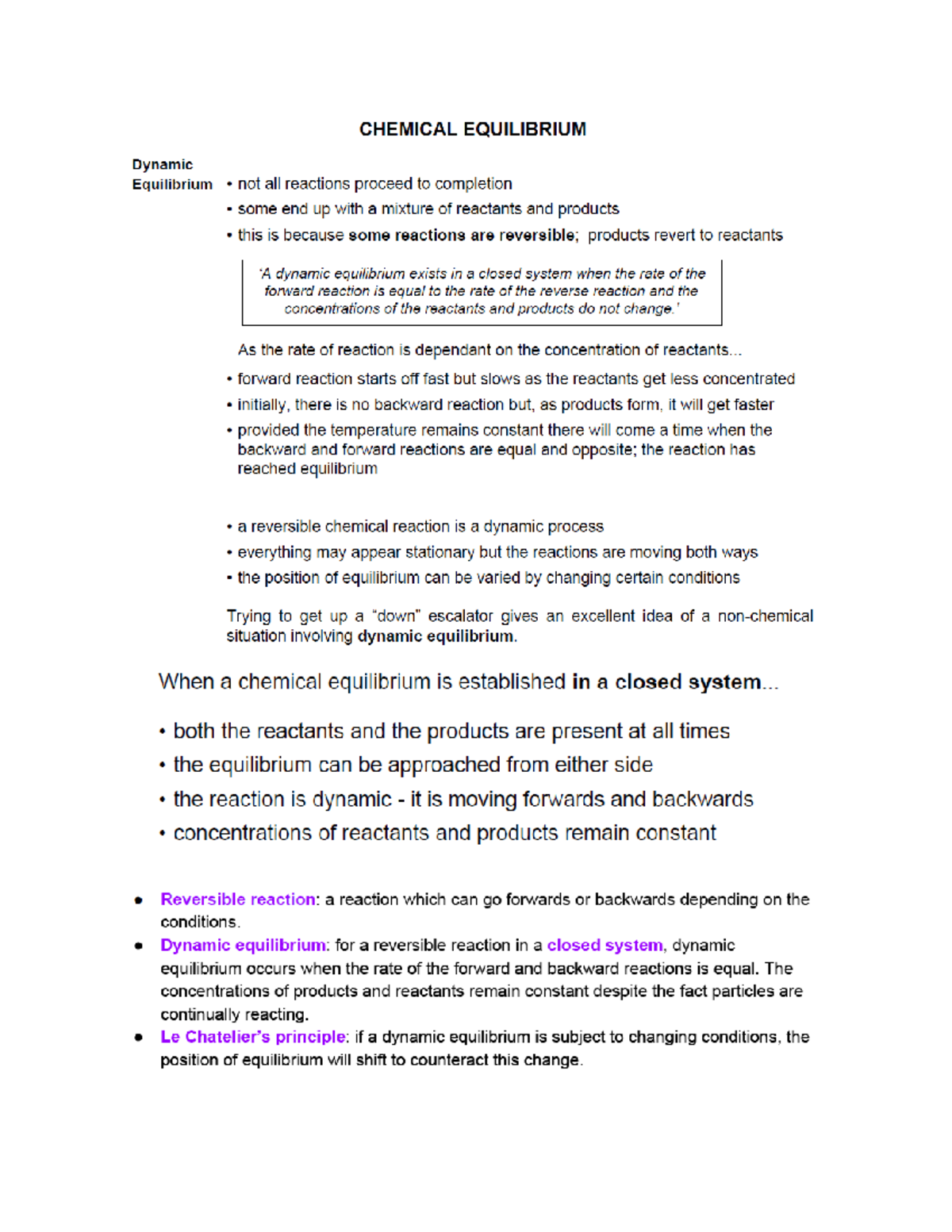 Chemu 1 - Final Exam Notes on Chemical Equilibrium - Studocu