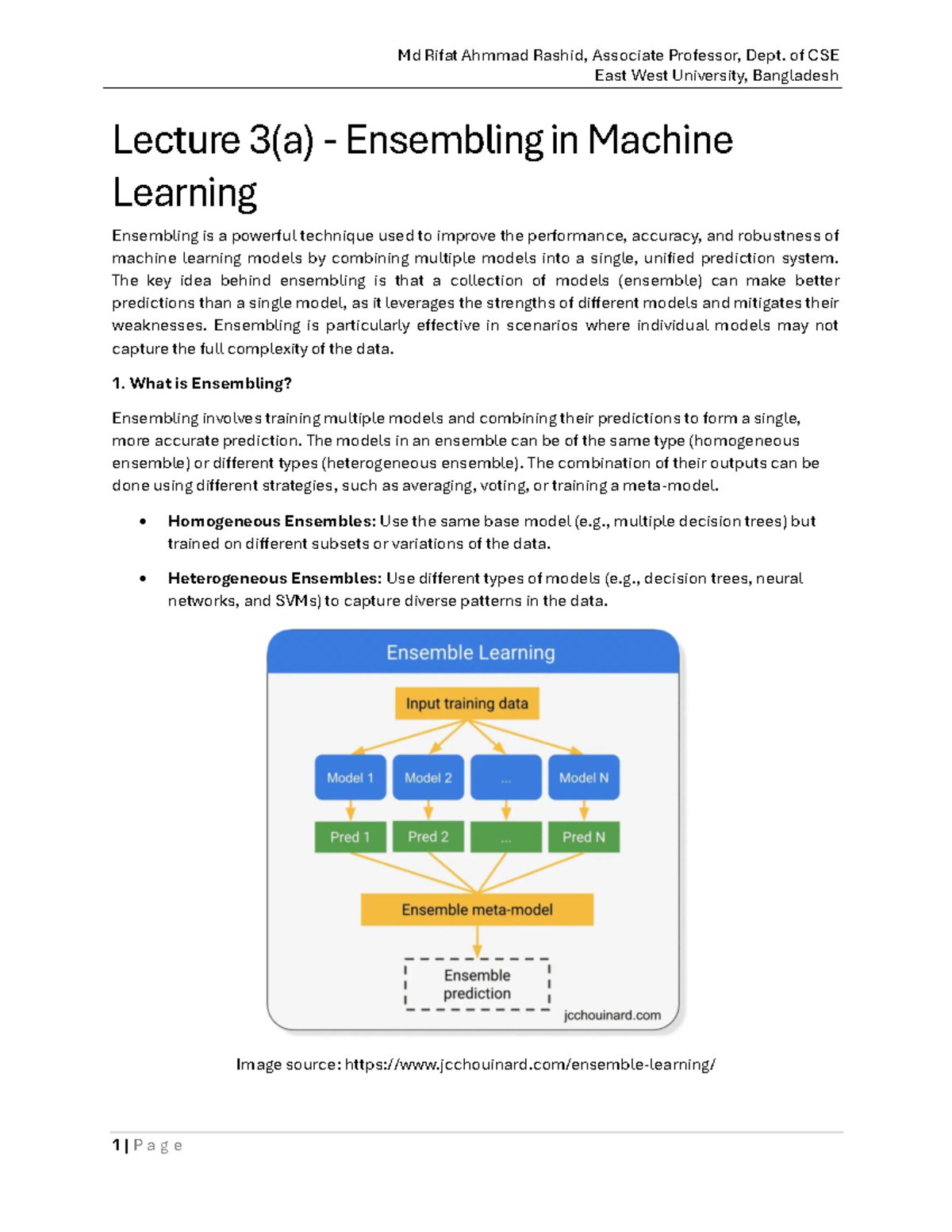 CSE Lecture 3(a): Ensembling Techniques in Machine Learning - Studocu
