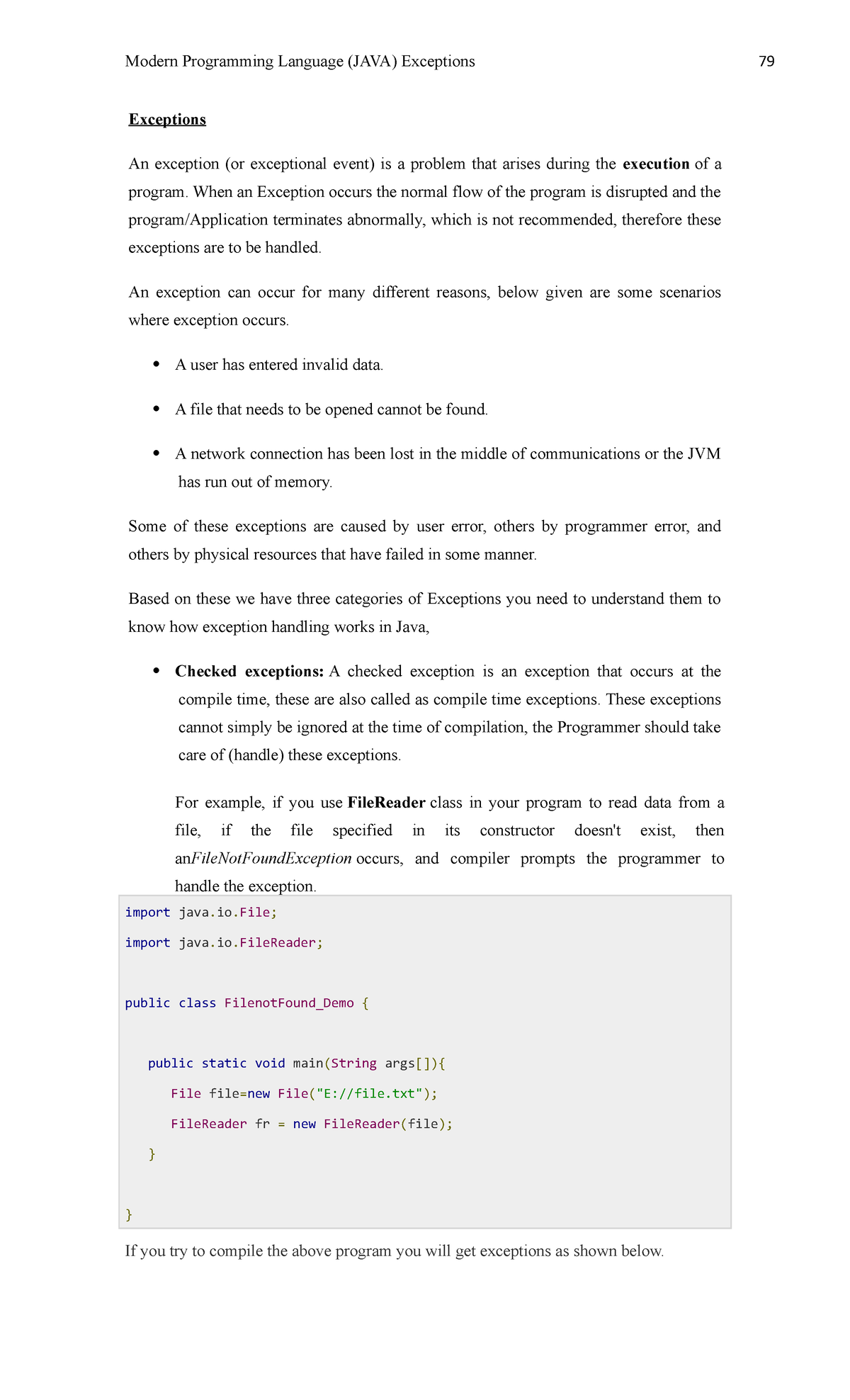 6 Notes on (Exceptions) - Exceptions An exception (or exceptional event ...