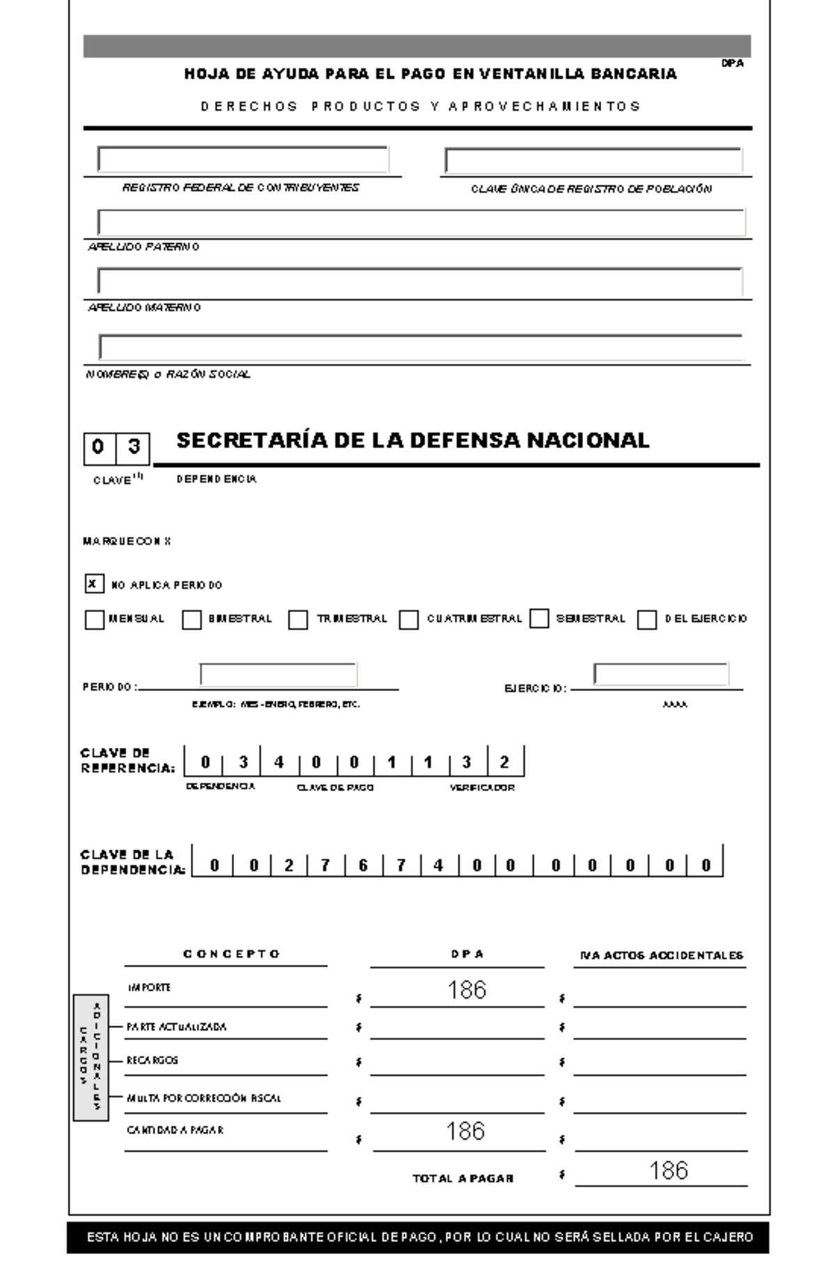Hoja de Ayuda para Pago en Ventanilla Bancaria - Sedena 59 - Studocu