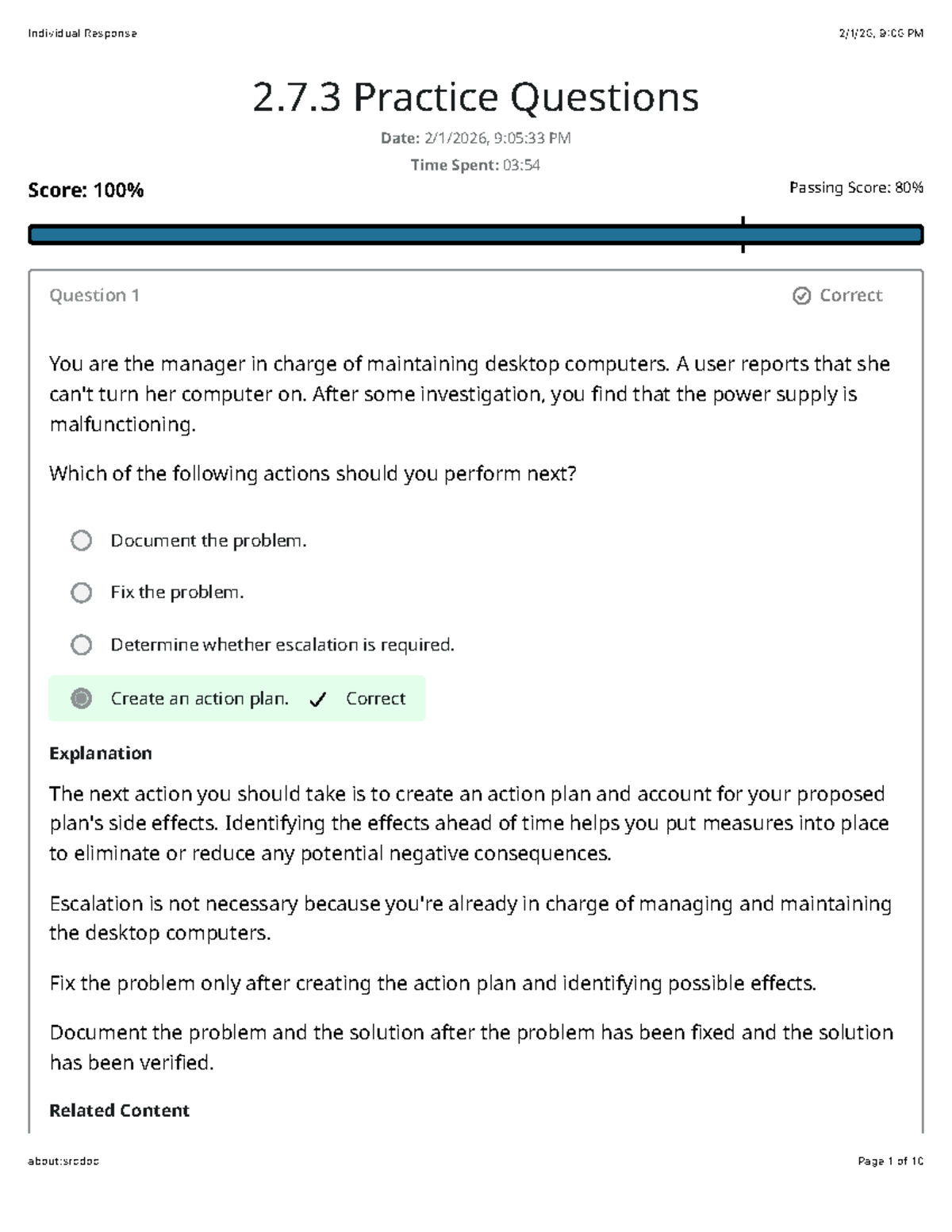 2.7.3 Individual Response: Troubleshooting Process Practice Questions ...