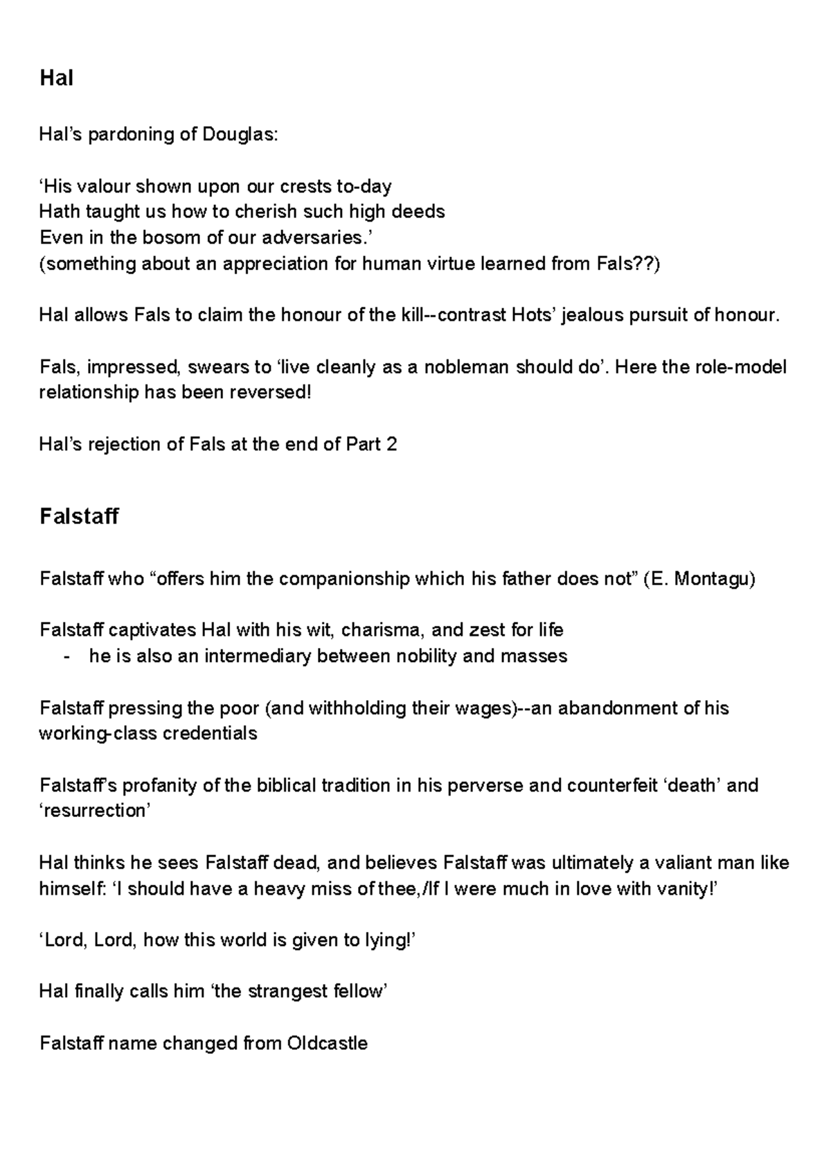 HSC Henry IV Analysis: Exploring Hal and Falstaff's Complex ...