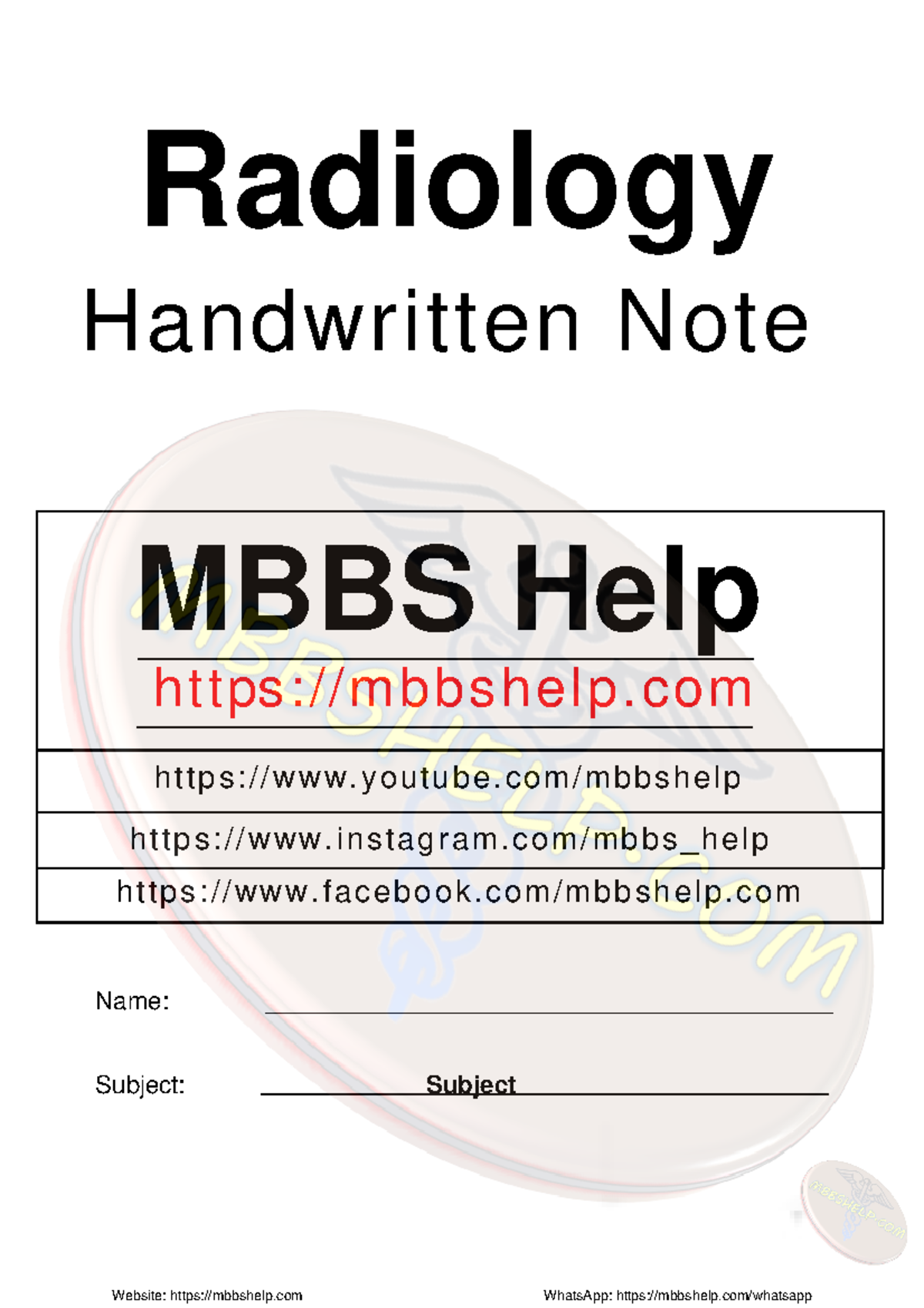 Radiology - Mist fmge notes - ####### Radiology Handwritten Note MBBS ...