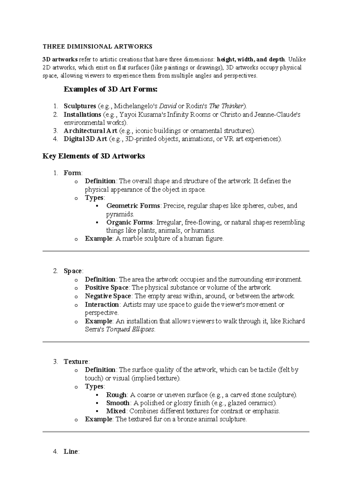 3D Art and Craft Techniques: Notes for Art Studies (Course Code: ART101 ...