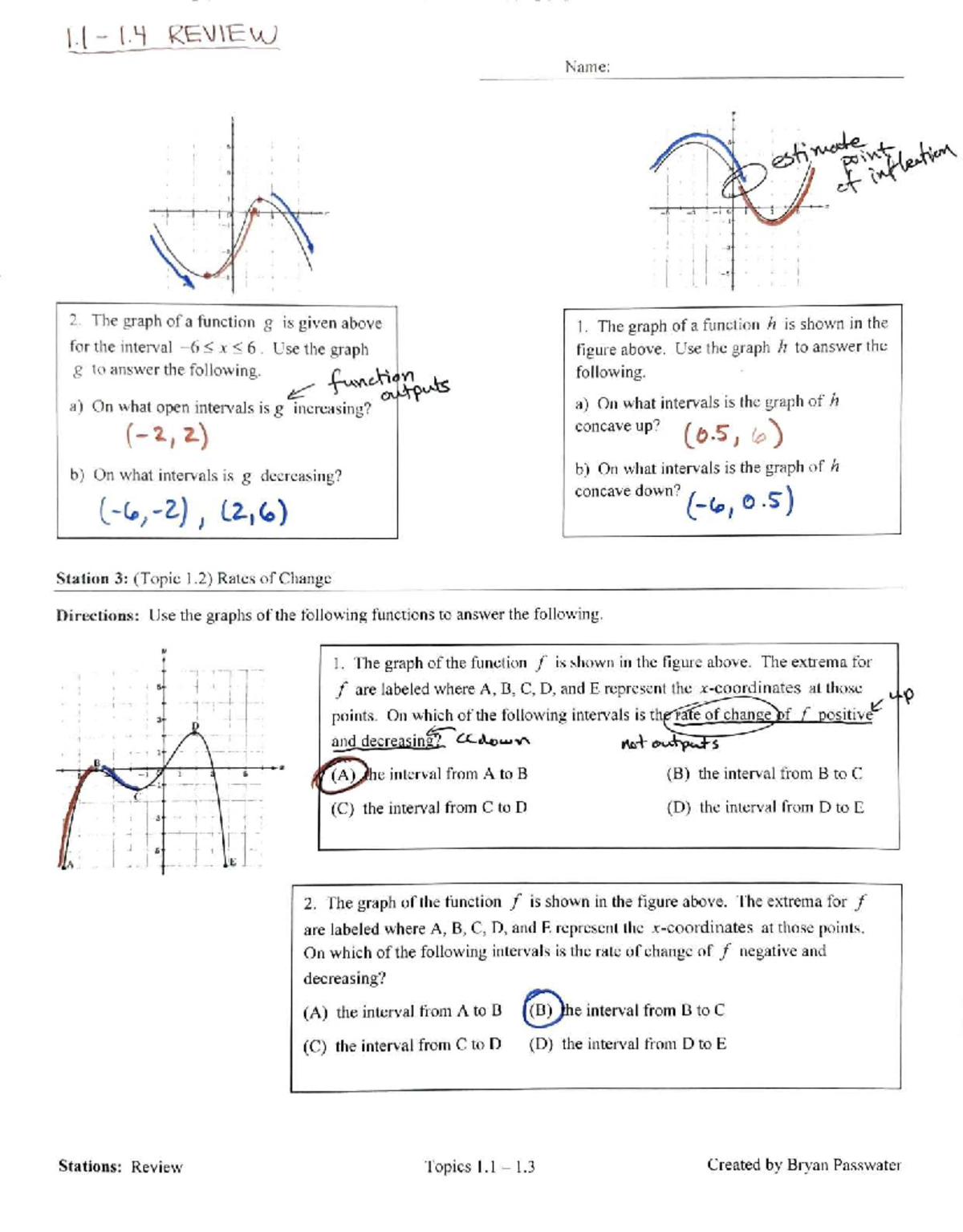 Review of Topics 1.1 to 1.4: Function Behavior & Rates of Change - Studocu
