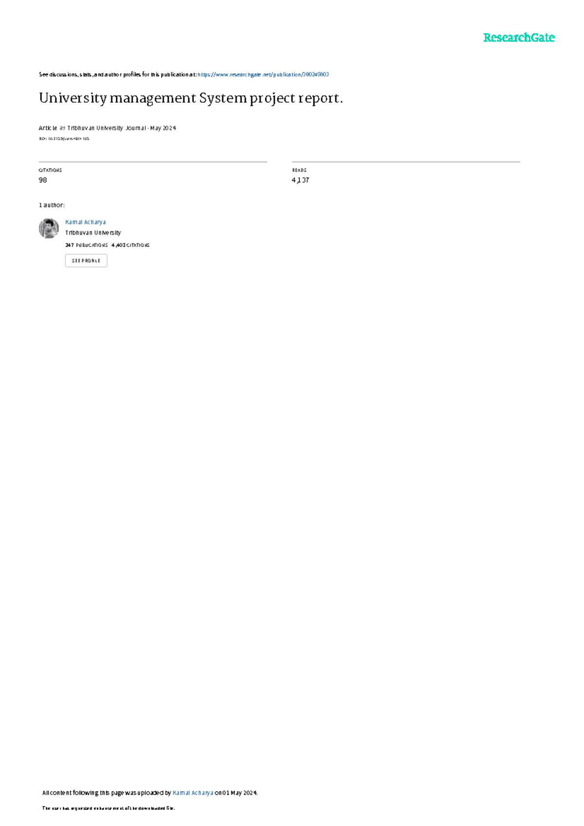 University management System project report - See discussions, stats ...