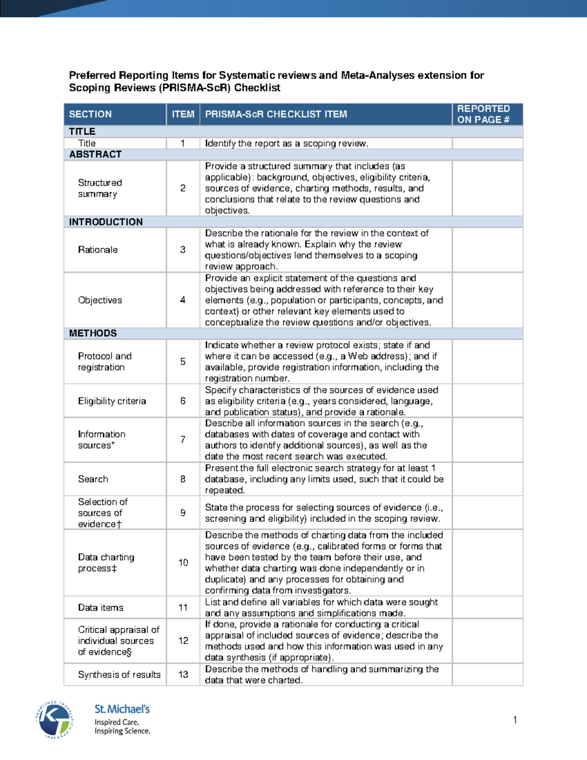 Prisma-Sc R-Fillable Checklist for Scoping Reviews - Studocu