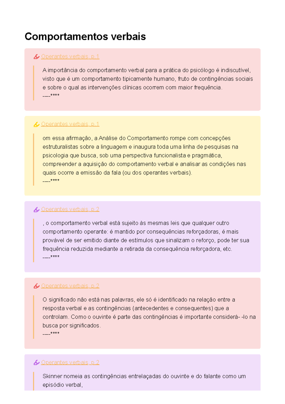 Análise do Comportamento Verbal: Importância e Tipos - Psicologia - Studocu