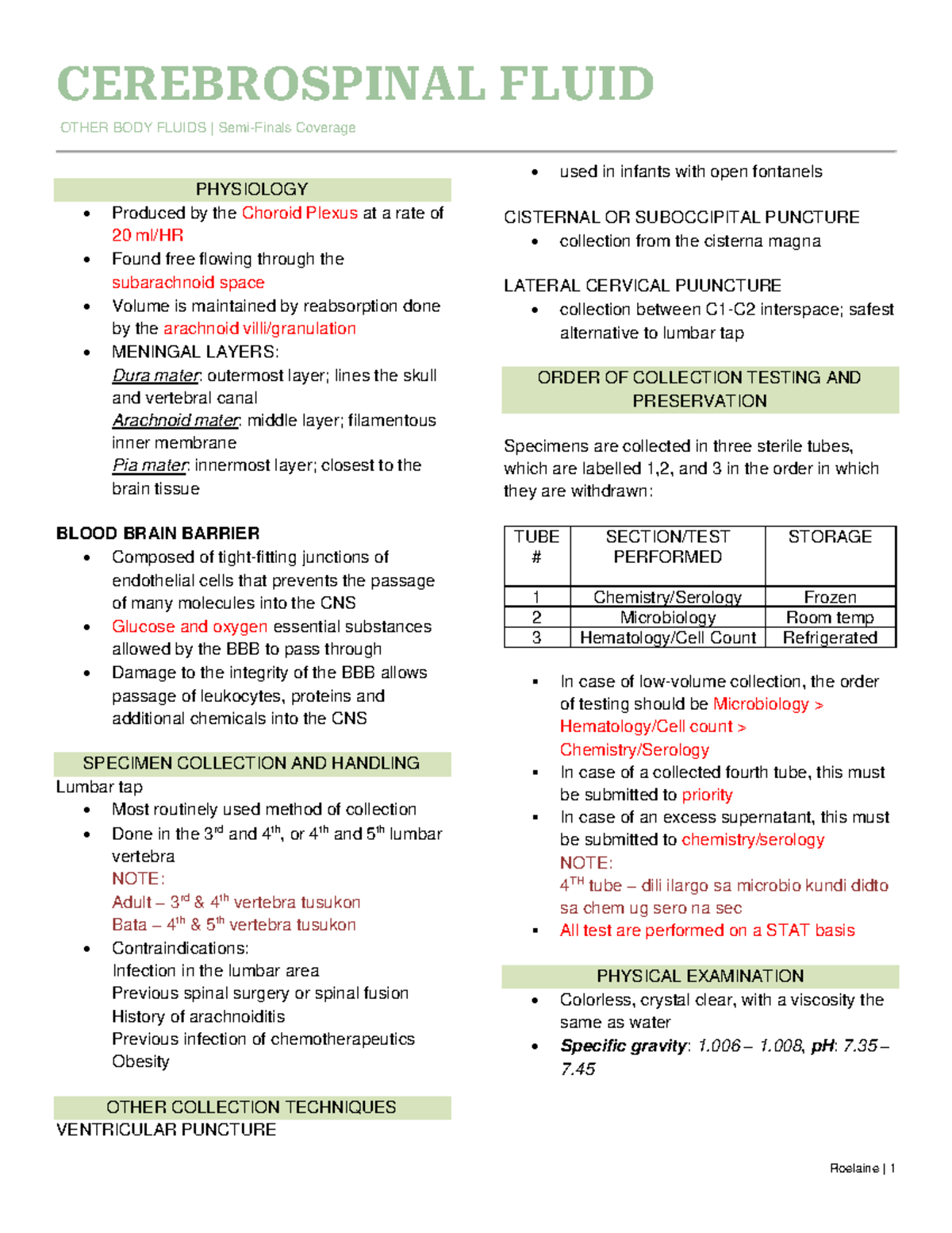 Cerebrospinal Fluid - CEREBROSPINAL FLUID OTHER BODY FLUIDS | Semi ...