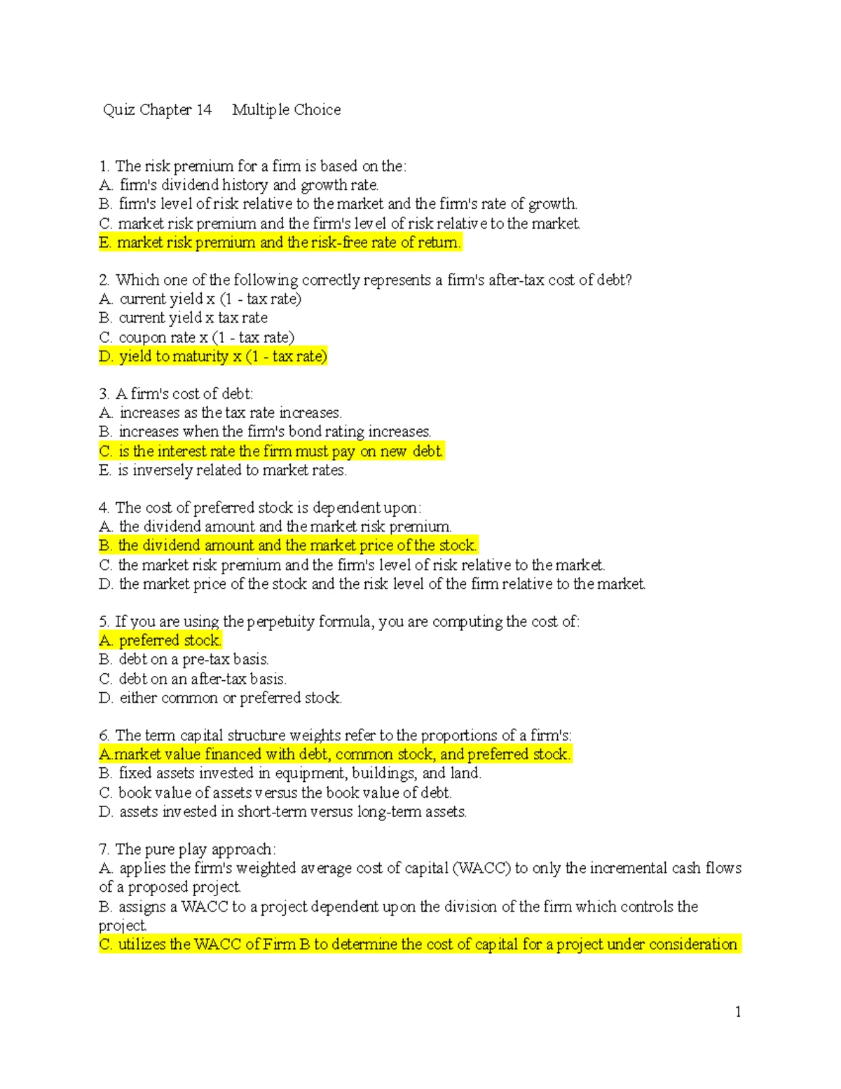 Quiz #3 Finance ll Chapter 16 - Chapter 16 Multiple Choice A capital ...
