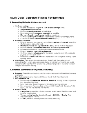 Corporate Finance - Study Notes & Assignments - Studocu