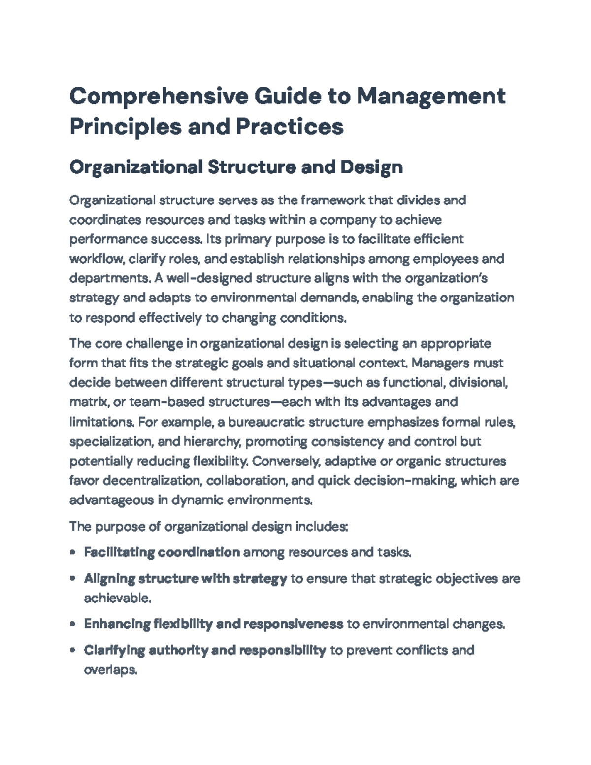 Comprehensive Guide to Management Principles and Practices (MGMT 101 ...