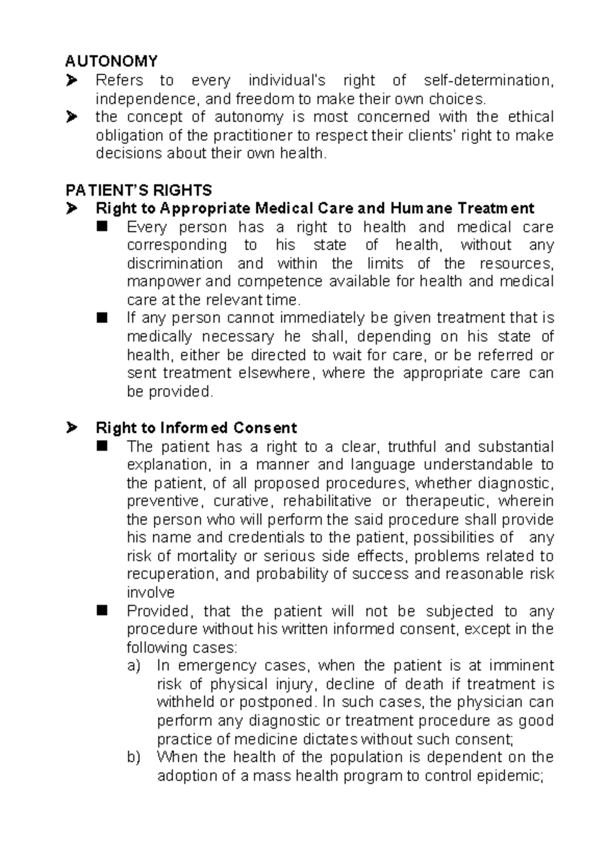 Bioethics: Lesson 2 - Patients' Rights and Autonomy - Studocu
