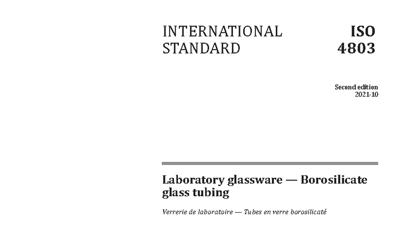 ISO 4803:2021 Laboratory Glassware - Borosilicate Glass Tubing ...