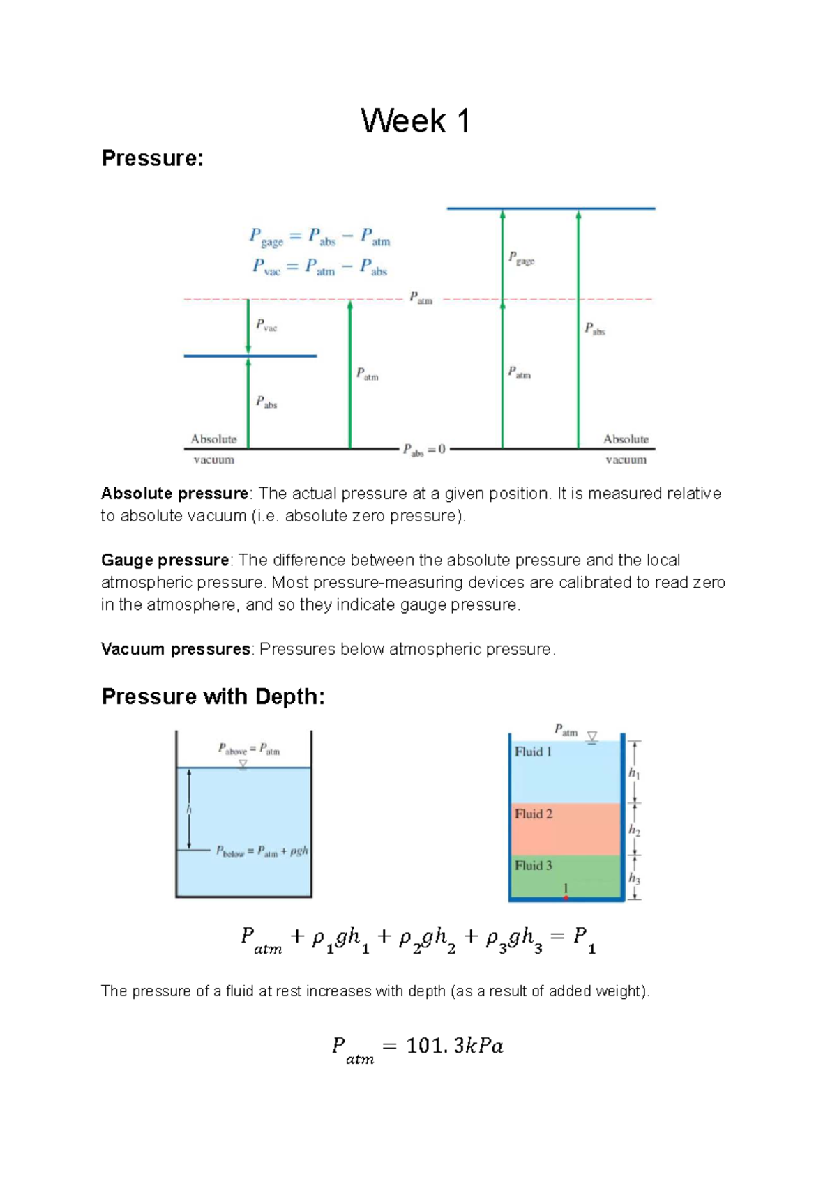 Thermofluids A (Week 1-6) Notes: Pressure, Flow, and Heat Transfer ...