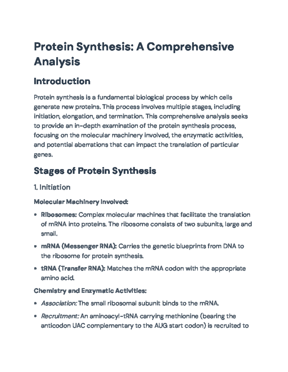 Protein Synthesis: In-Depth Analysis of Stages and Mechanisms - Protein ...