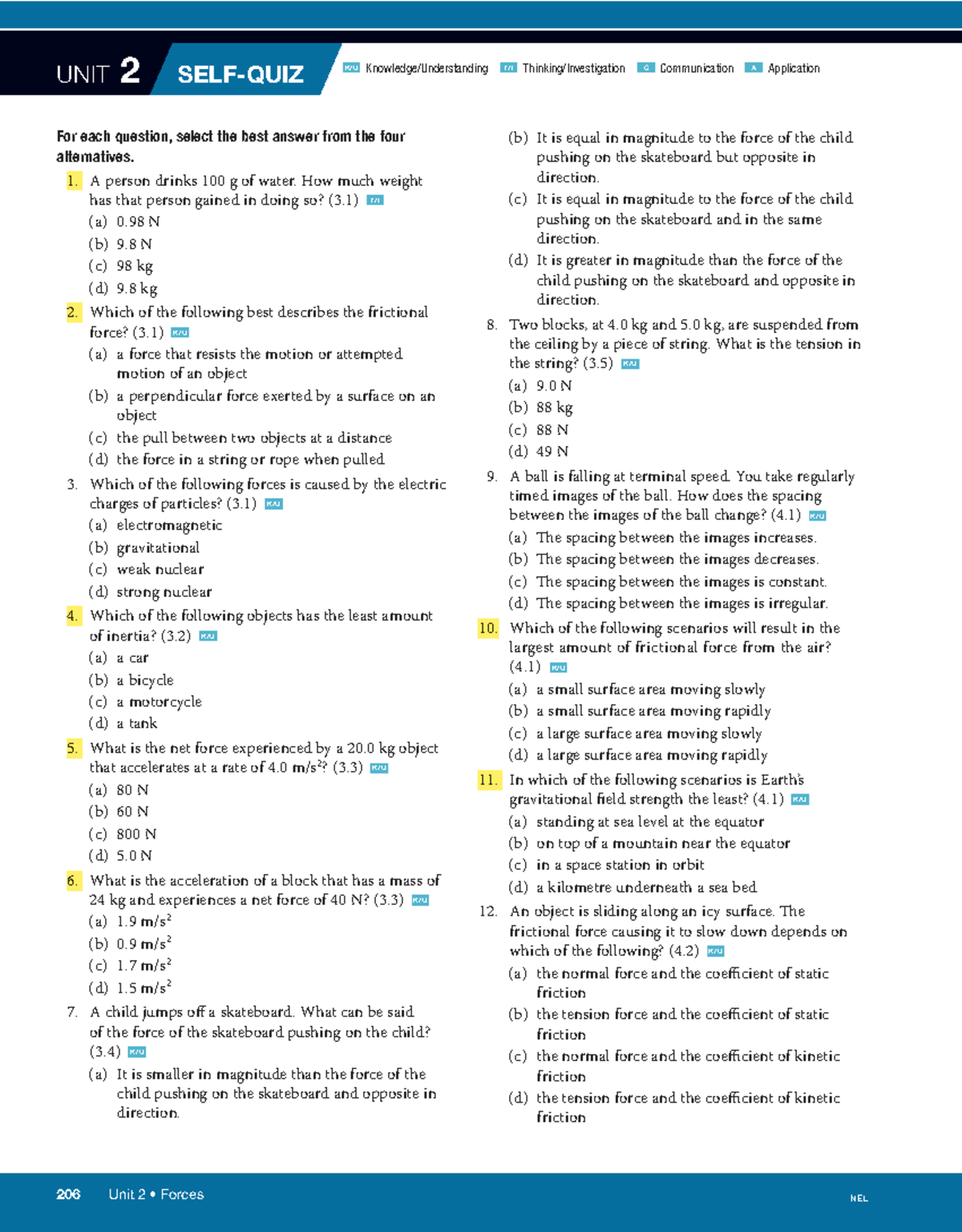 Unit 2 Forces: Self Quiz & Review (3.1 - 4.6) - Studocu