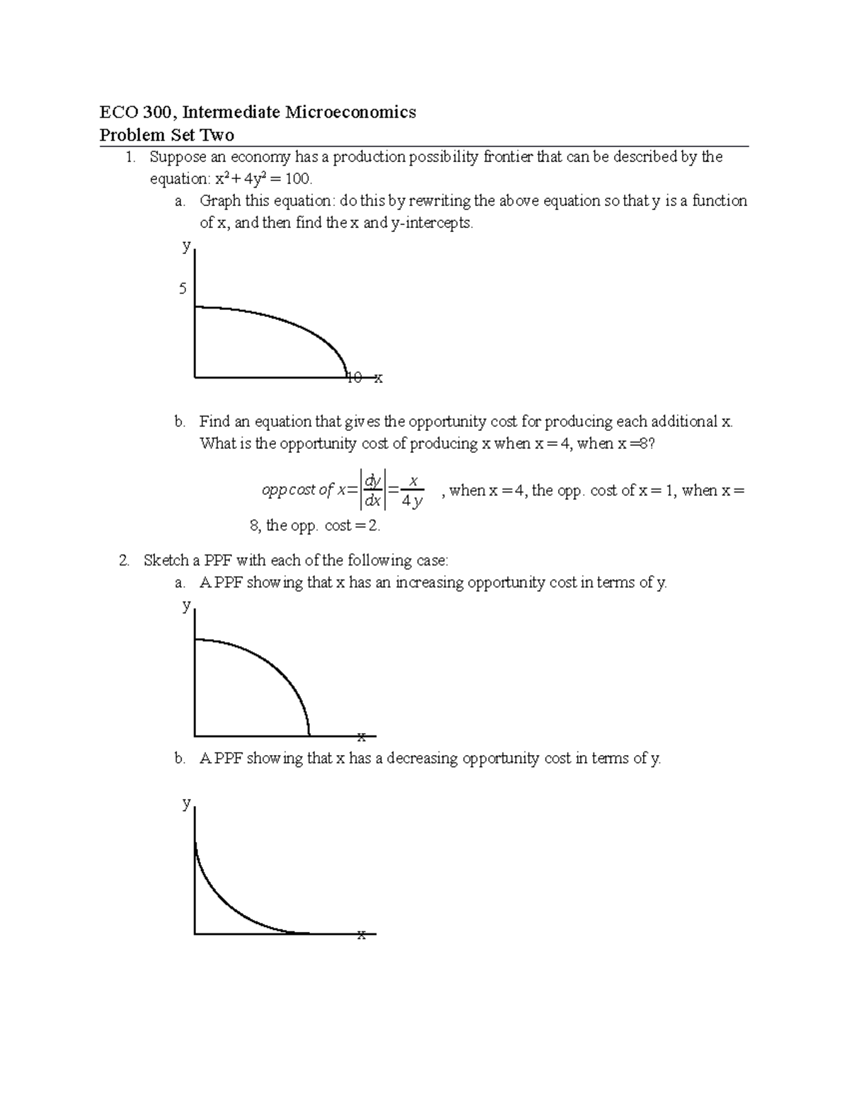ECO 300 Problem Set 2 Answers: Intermediate Microeconomics Insights ...