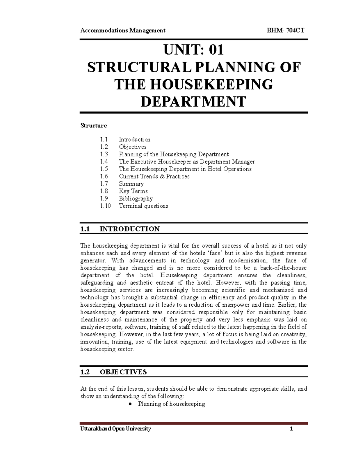 BHM-704CT - Study Material - UNIT: 01 STRUCTURAL PLANNING OF THE ...