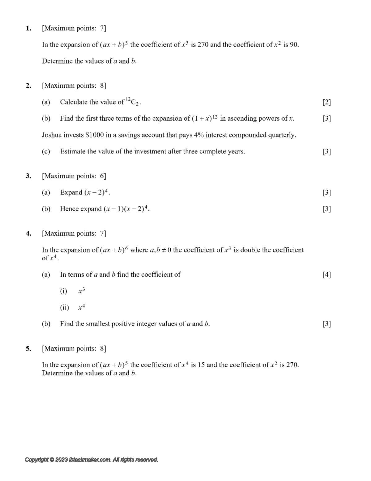 Binomials Worksheet 1: Key Concepts and Practice Problems - Studocu