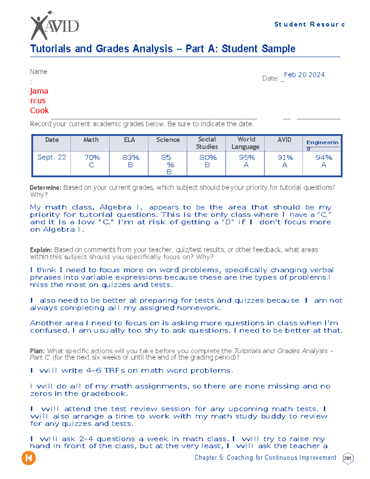 TAG Parts A and B Form with Examples - e Chapter 5: Coaching for ...