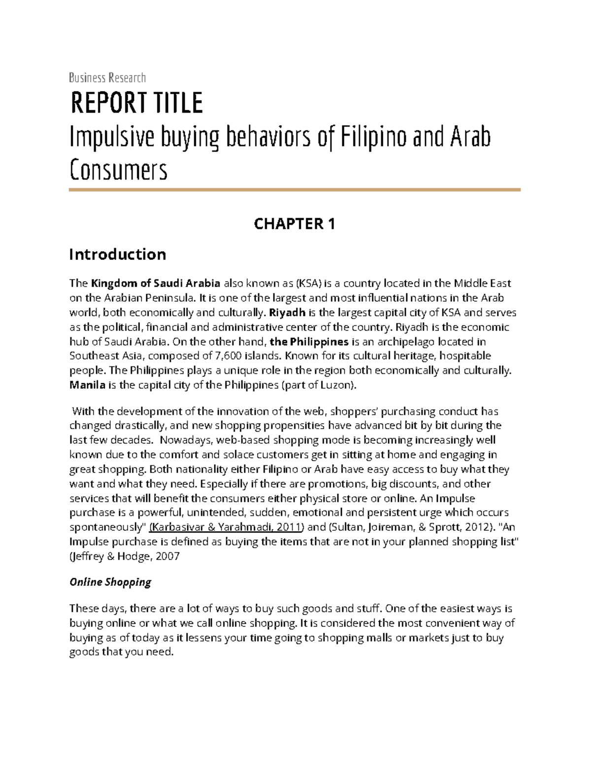 Impulsive Buying Behaviors of Filipino & Arab Consumers - Research ...