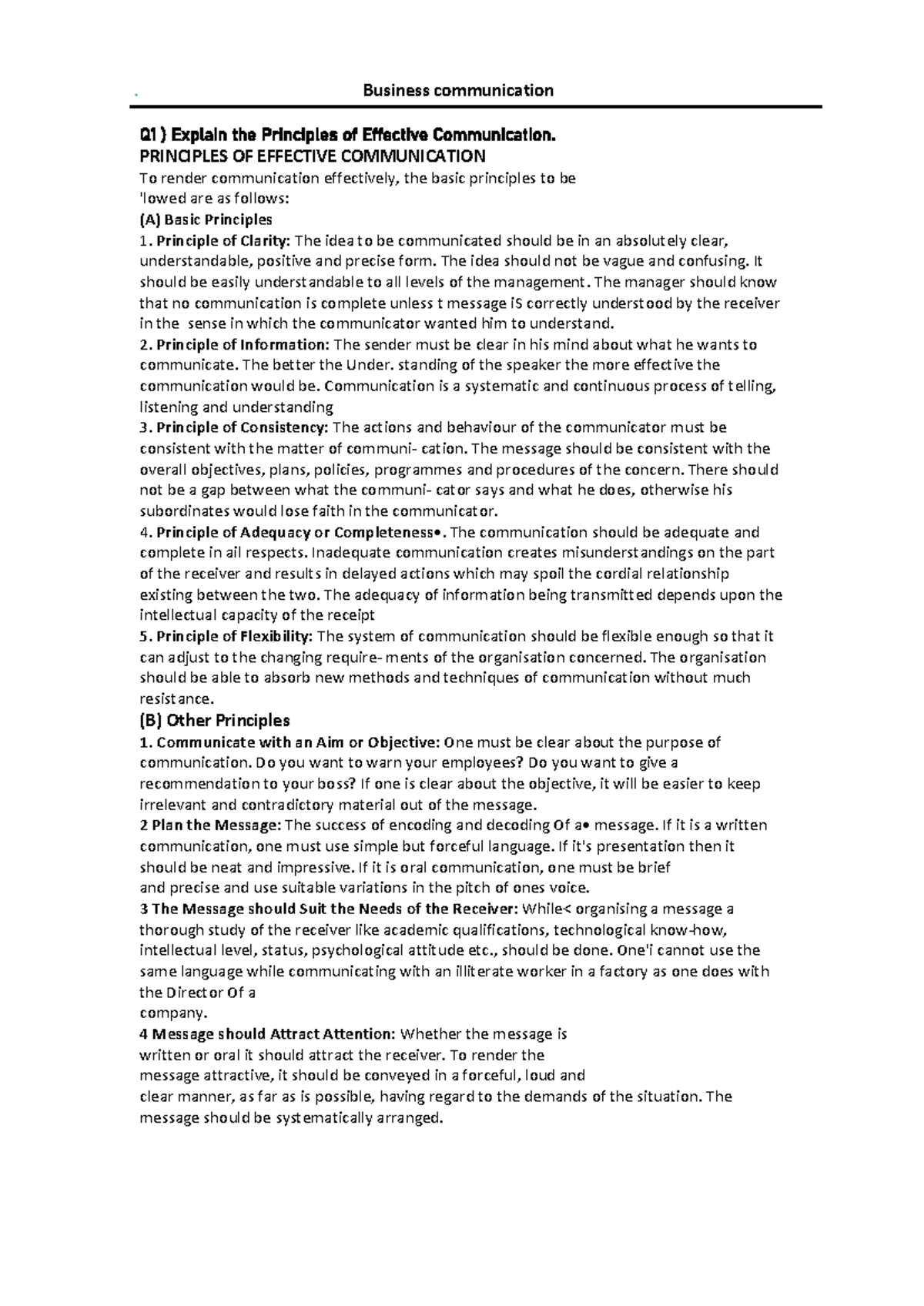 Business communication - PRINCIPLES OF EFFECTIVE COMMUNICATION To ...