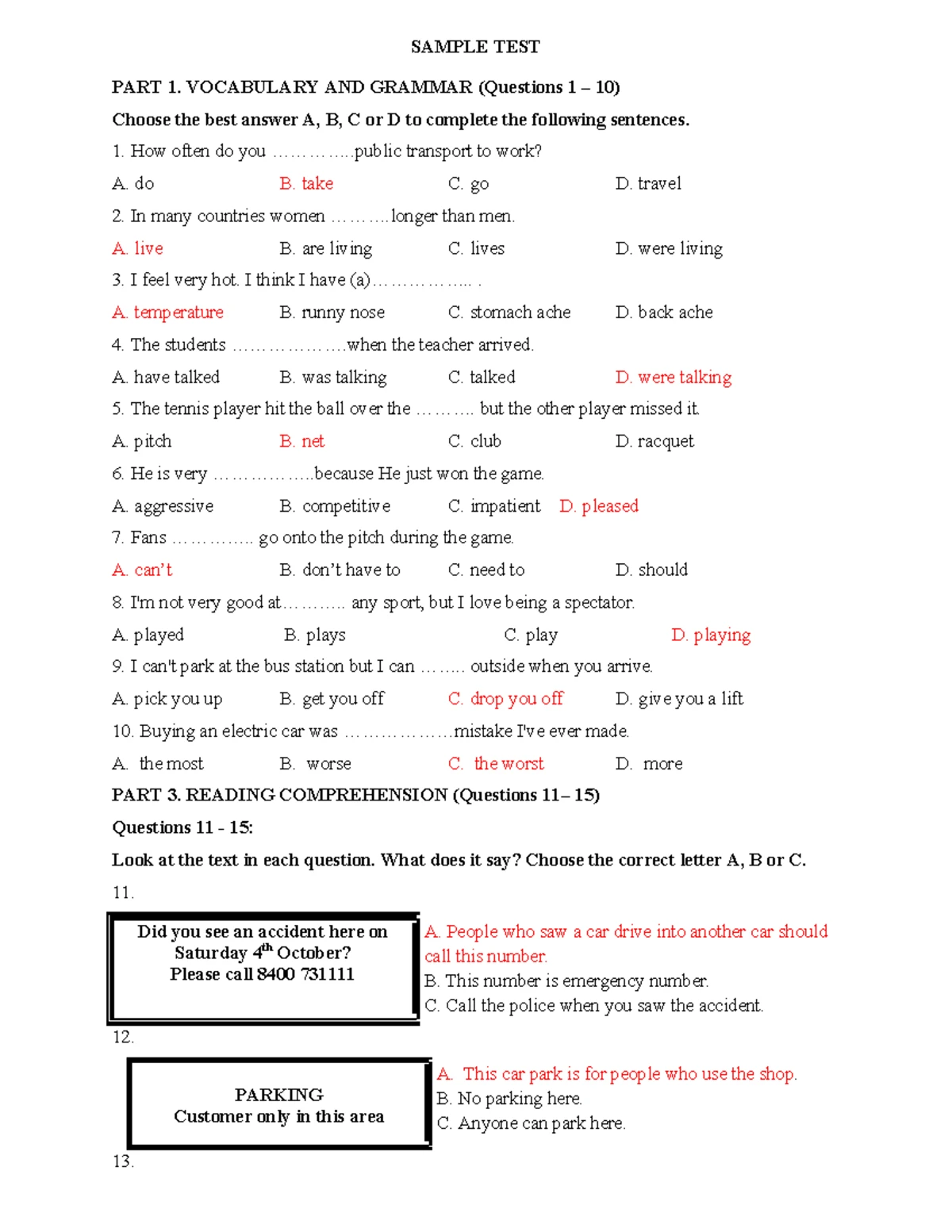 Unit 3 Grammar & Vocabulary Exercises - Comparative Forms and Verbs ...