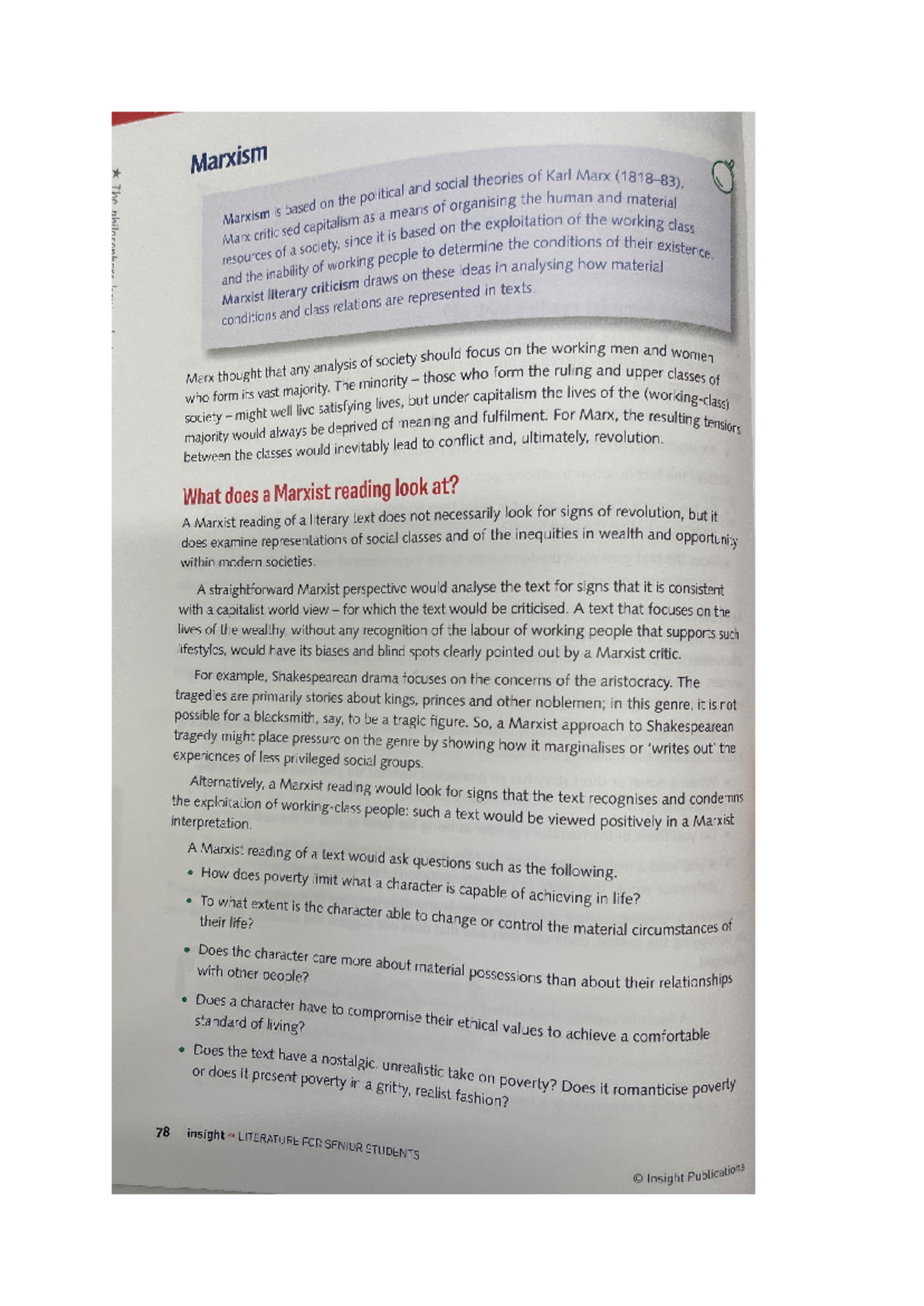 Marxism Theories: A Marxist Reading Insight Checklist - Studocu