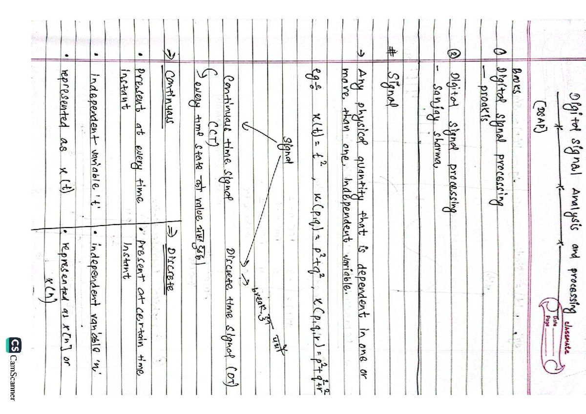 Digital Signal Analysis and Processing Notes (DSAP) - Studocu