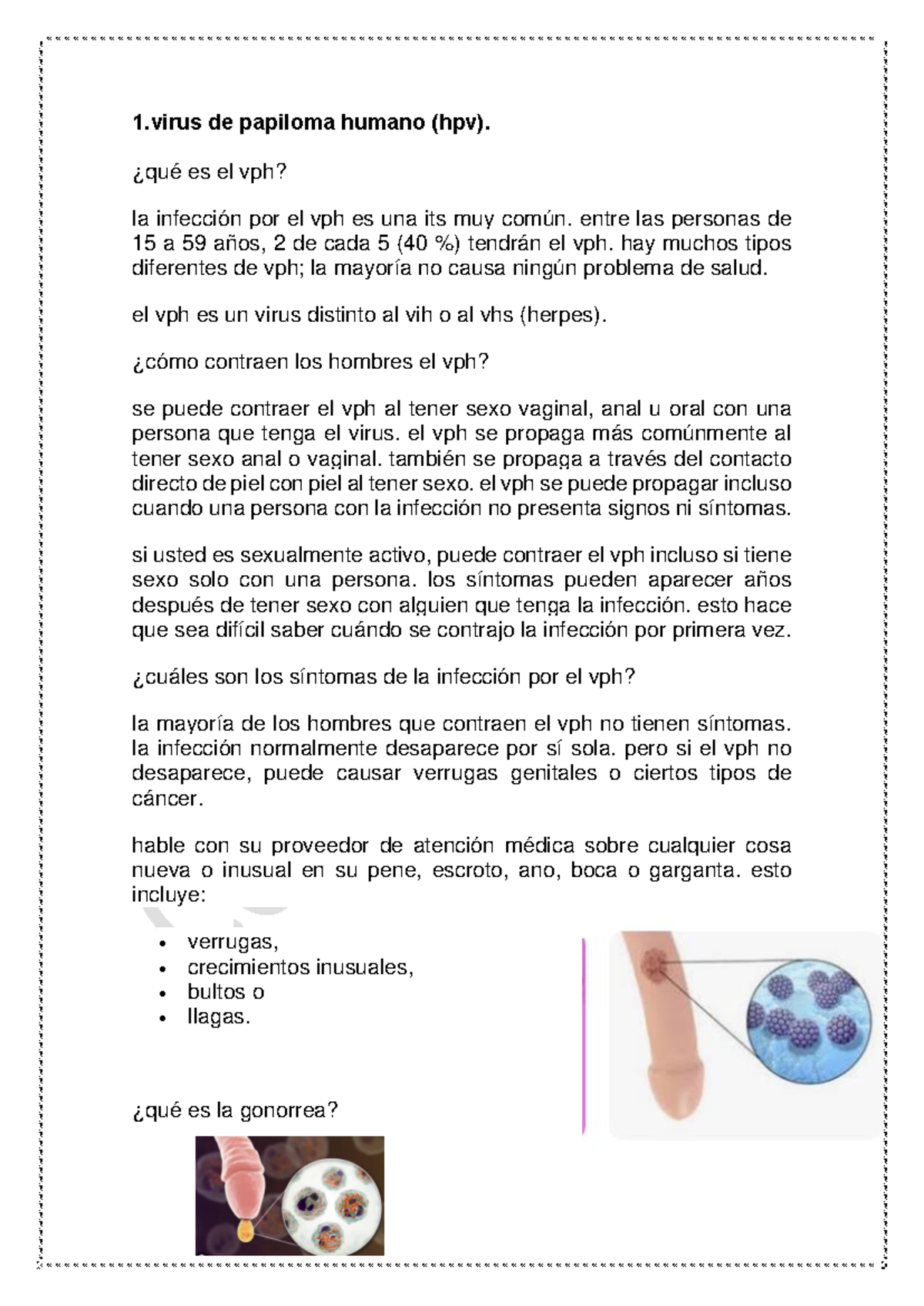 ITS - Infecciones de Transmisión Sexual: VPH, Gonorrea y VIH - Studocu, image size:1200x1696