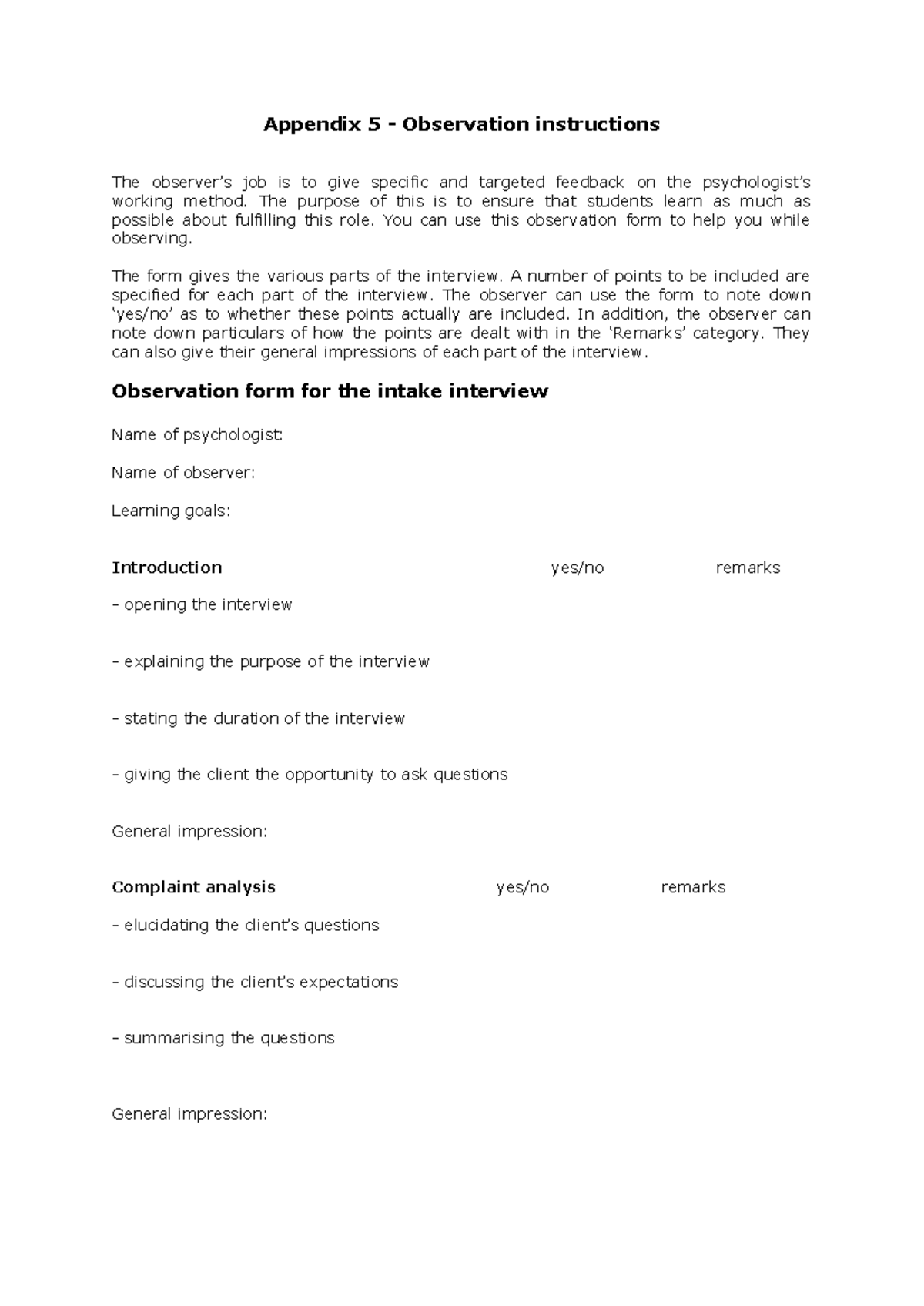 Psychology 101: Observation Forms for Interview Feedback Evaluation ...